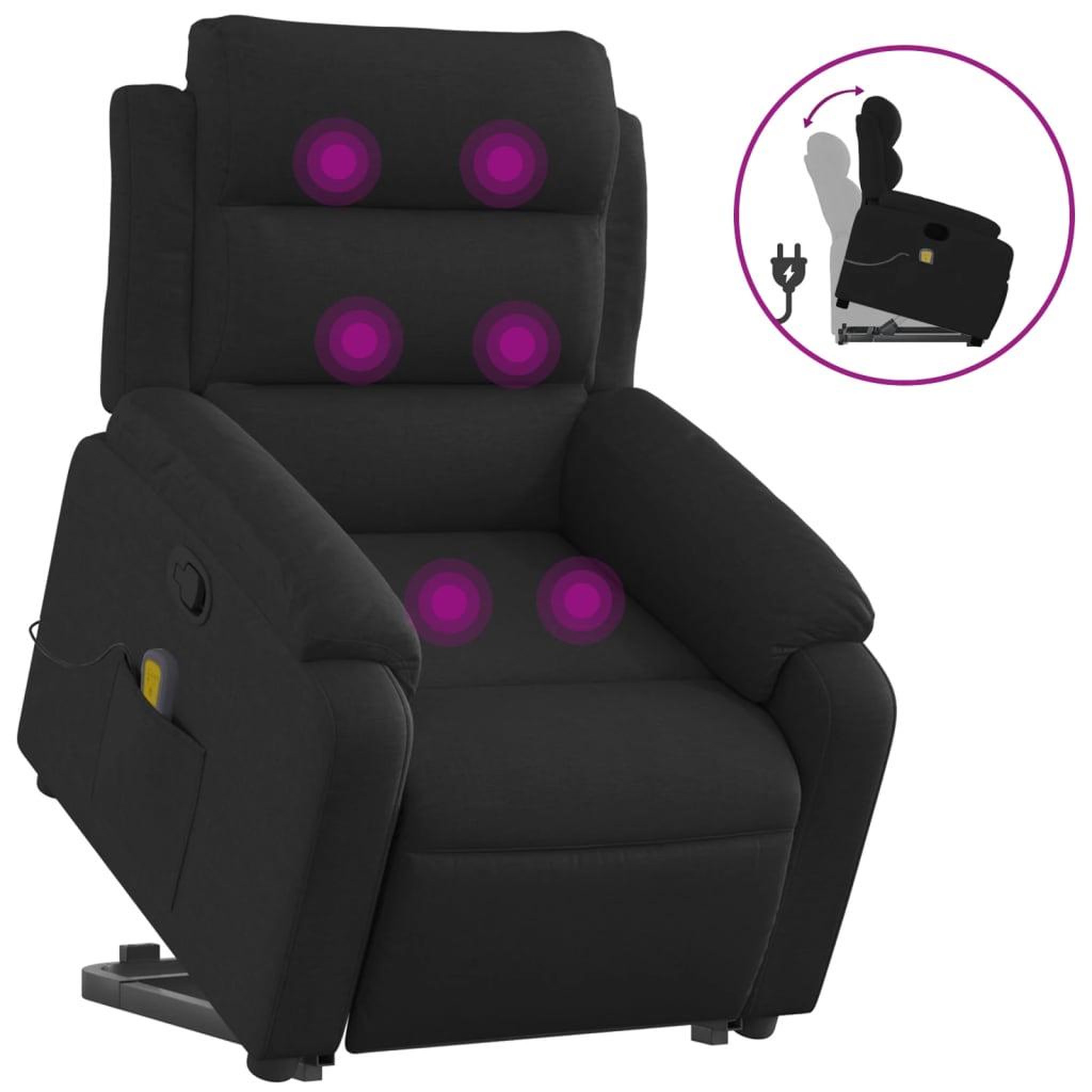 Voir la diapositive 2 : VIDAXL Fauteuil de massage inclinable Noir Tissu