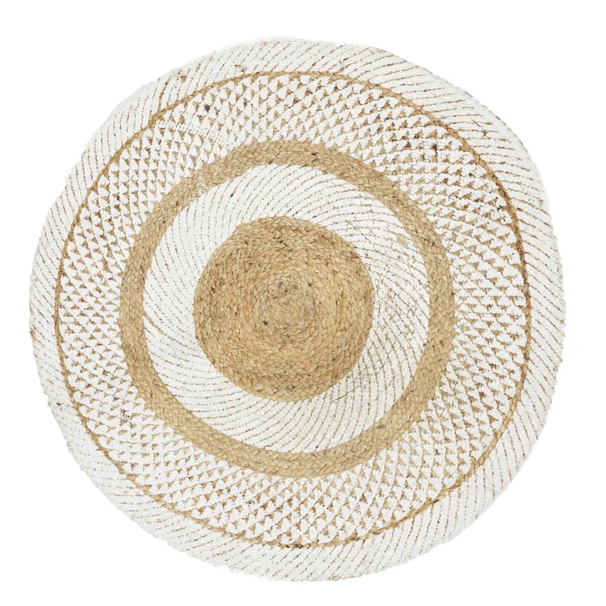 Voir la diapositive 1 : The Home Deco Factory Tapis rond déco en jute  imprimé  90cm blanc