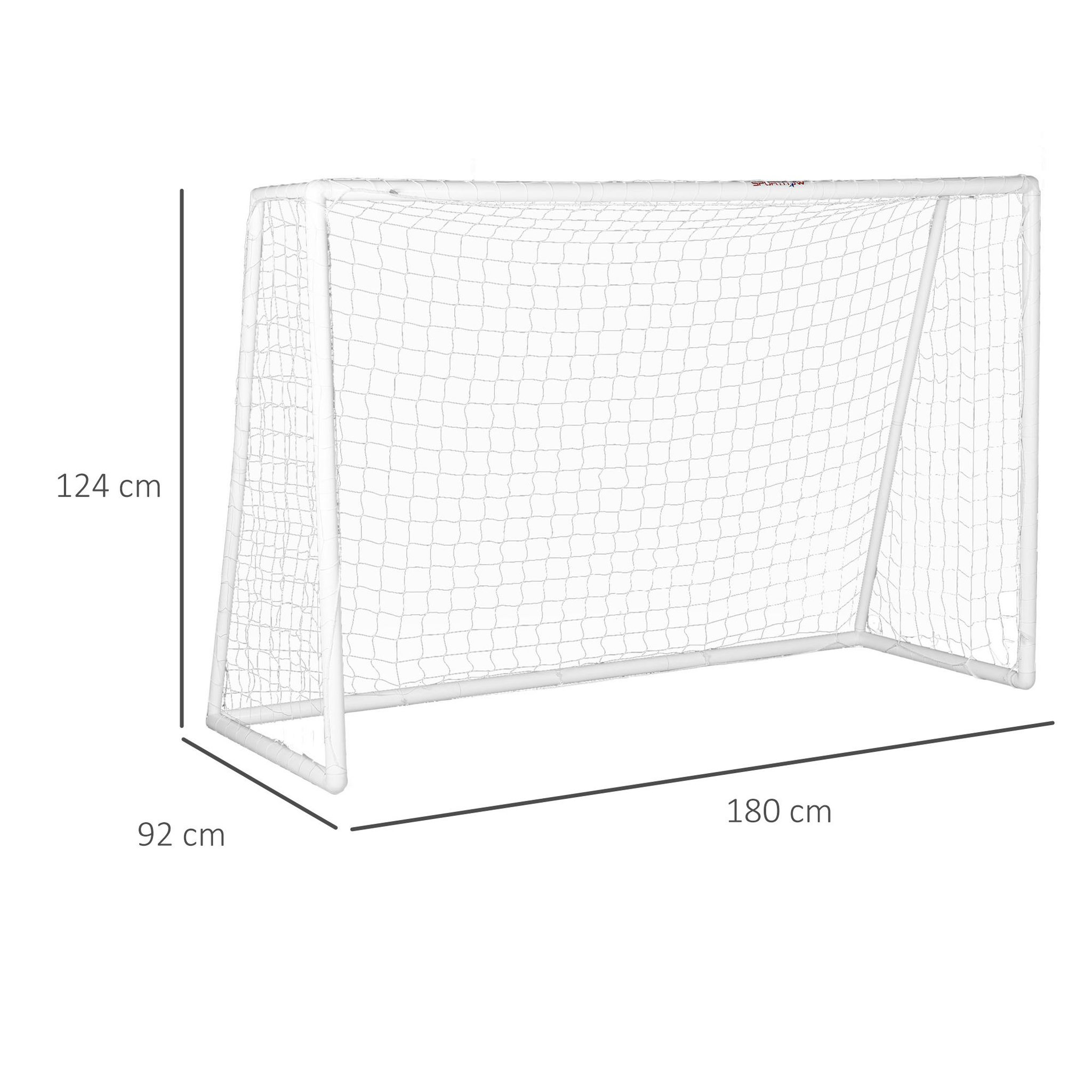 Voir la diapositive 3 : HOMCOM But de football cage de foot but futsal - dim. 180l x 92l x 124h cm - pvc blanc