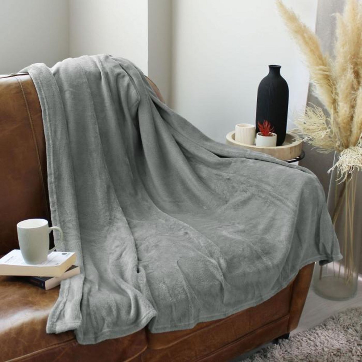 Paris Prix Plaid Polaire Uni  Coral Fleece  125x150cm Gris Clair