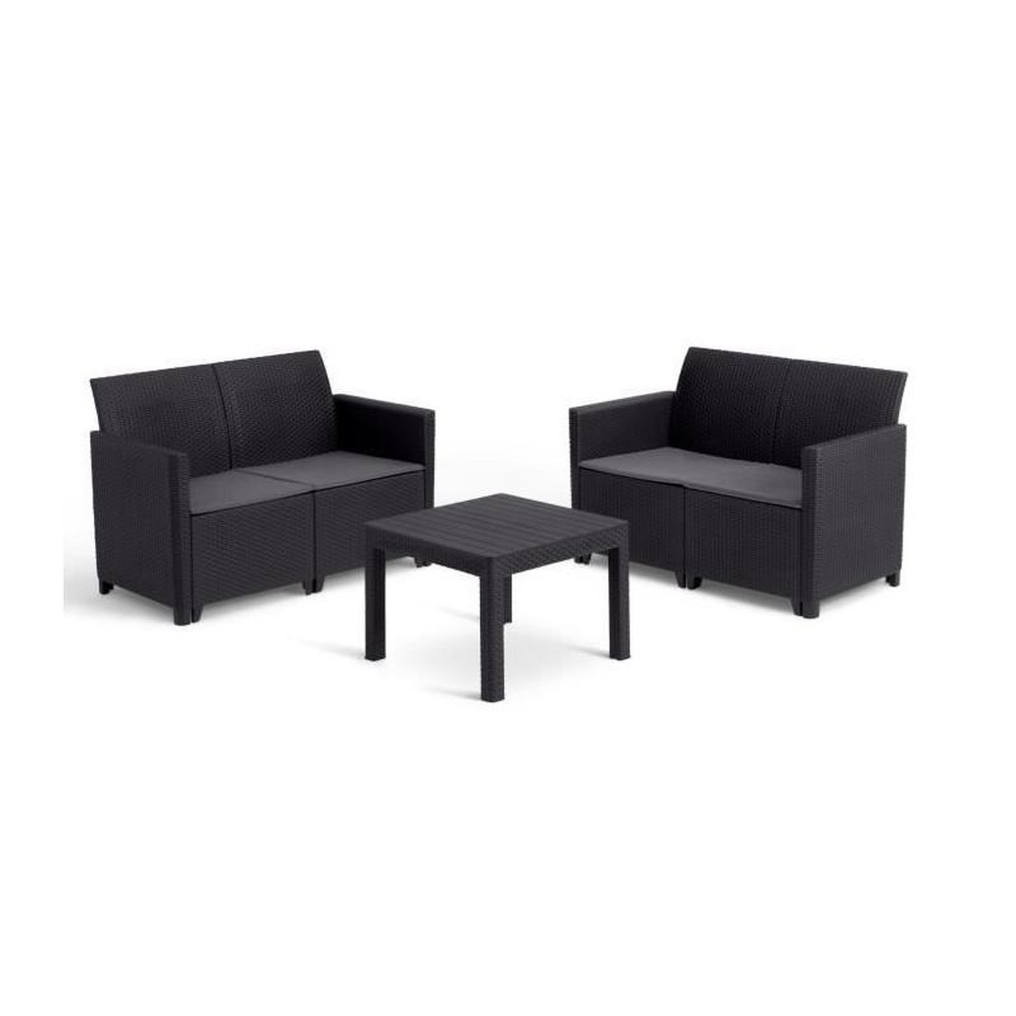 Keter Salon de jardin modulable en résine imitation rotin tressé - Noir - KETER - 4 personnes - MARIE