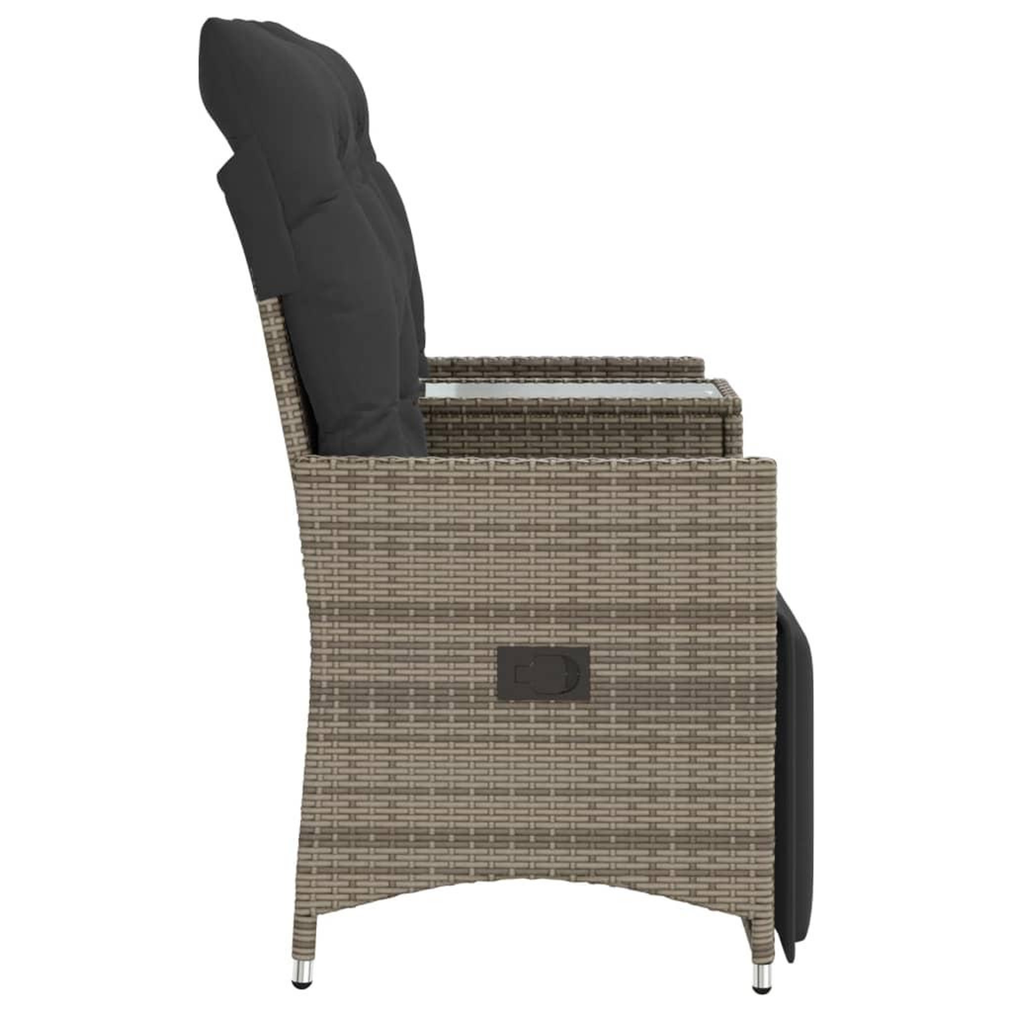 Voir la diapositive 5 : VIDAXL Canape de jardin inclinable 2 places avec table gris poly rotin