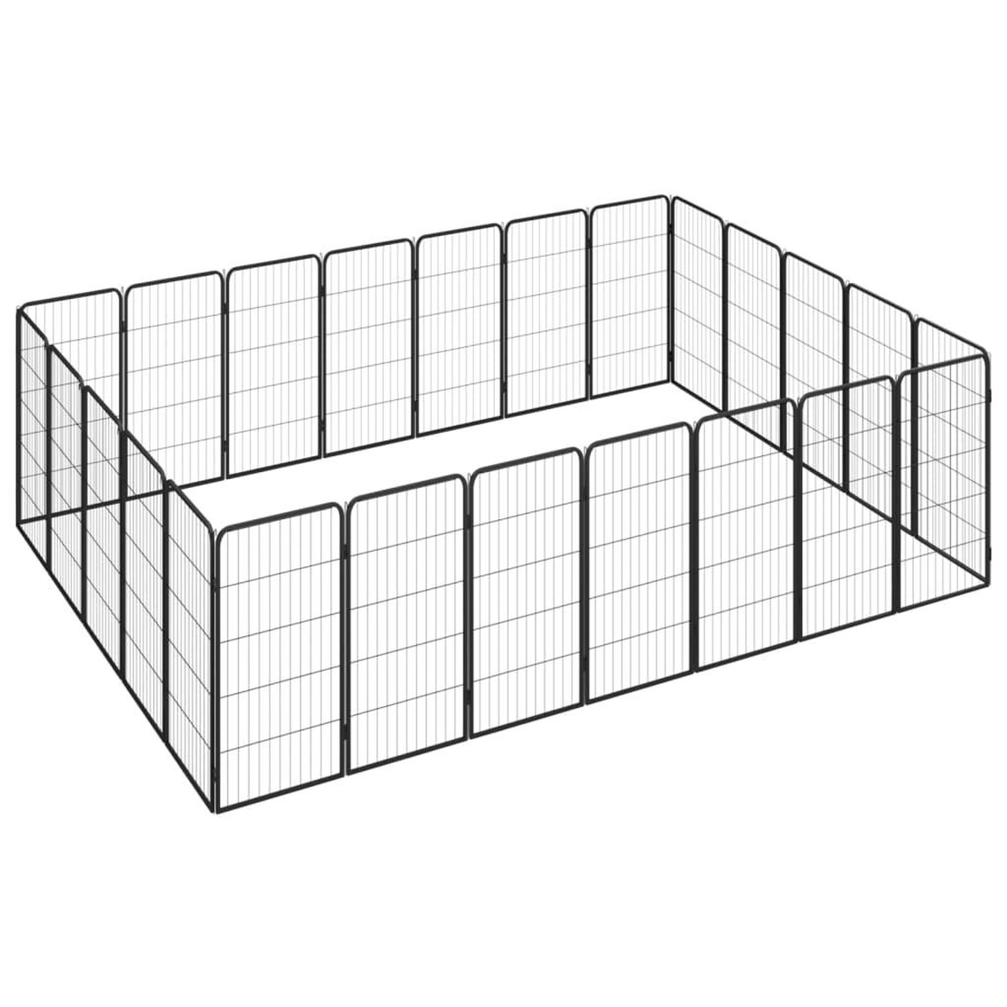 VIDAXL Parc pour chien 24panneaux Noir 50x100cm Acier enduit de poudre