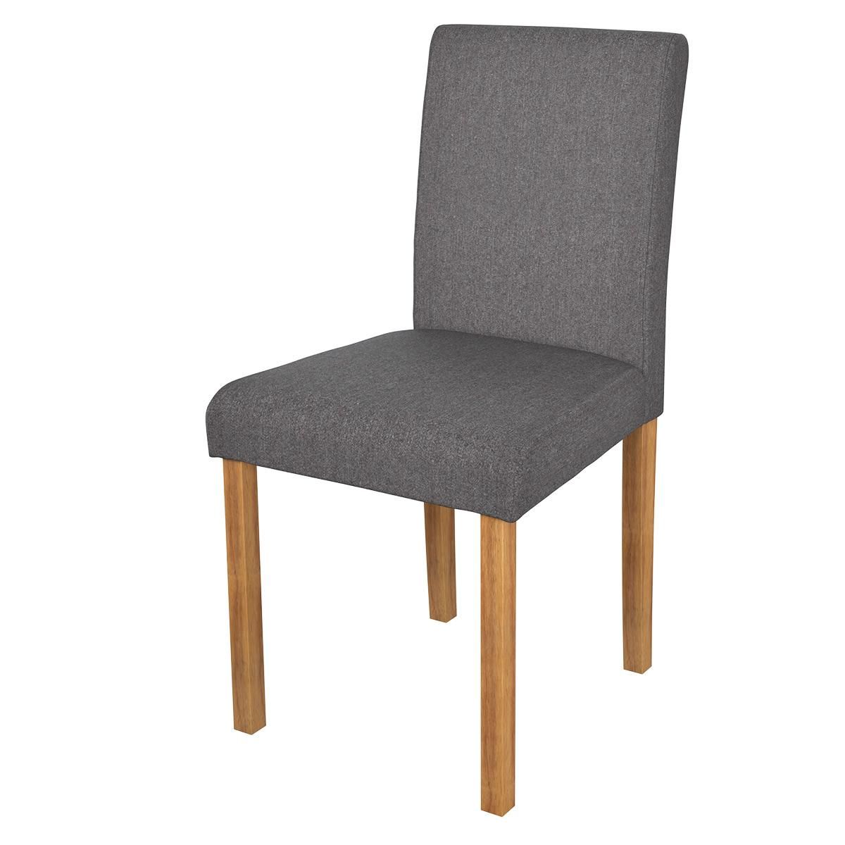Rendez vous déco Lot de 2 chaises en tissu gris foncé et pieds en bois d'hévéa - Havane