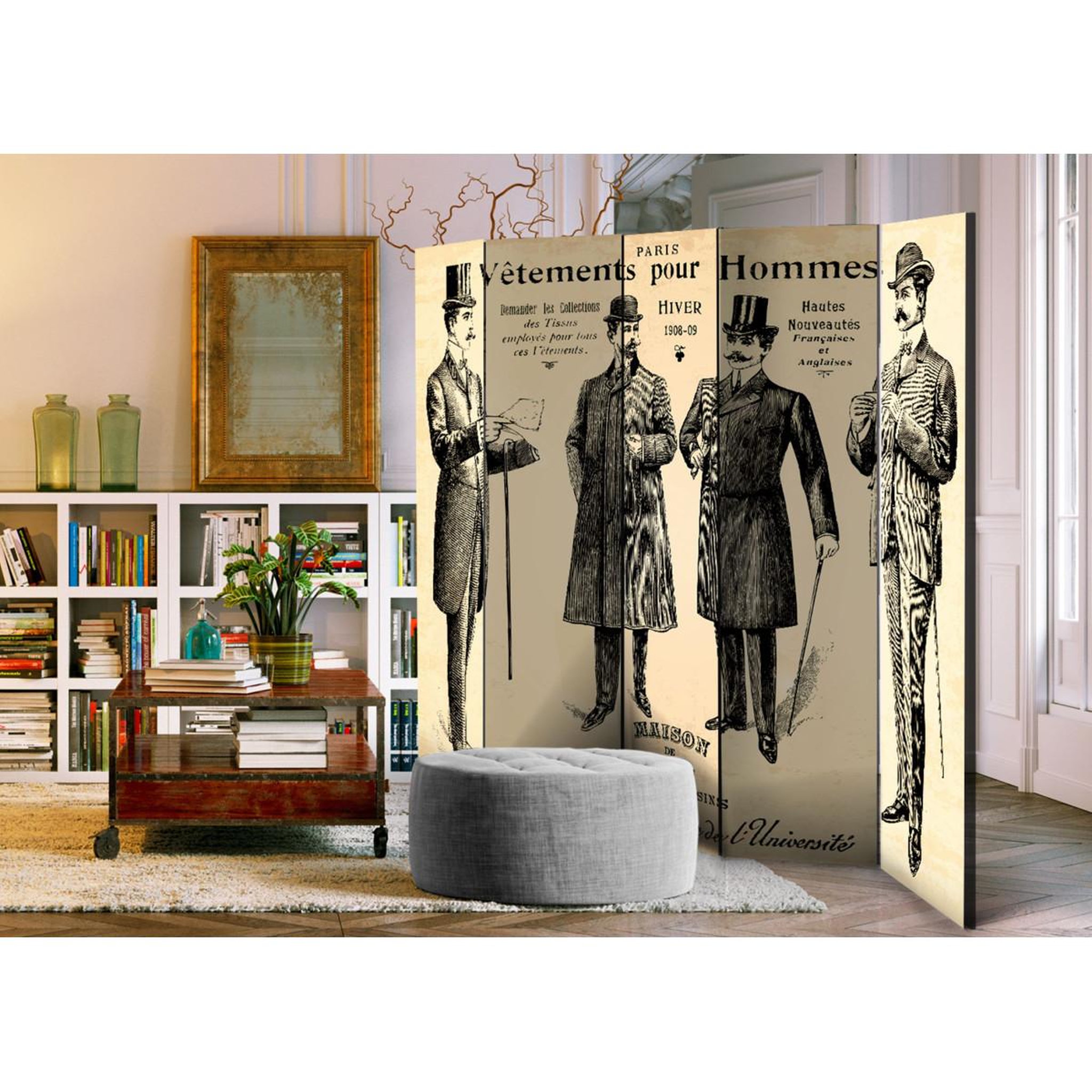 Voir la diapositive 2 : Paris Prix Paravent 5 volets  vêtements pour homme  172x225cm