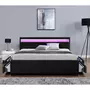 CONCEPT USINE Cadre de lit en PU noir avec rangements et LED intégrées 140x190 cm ENFIELD