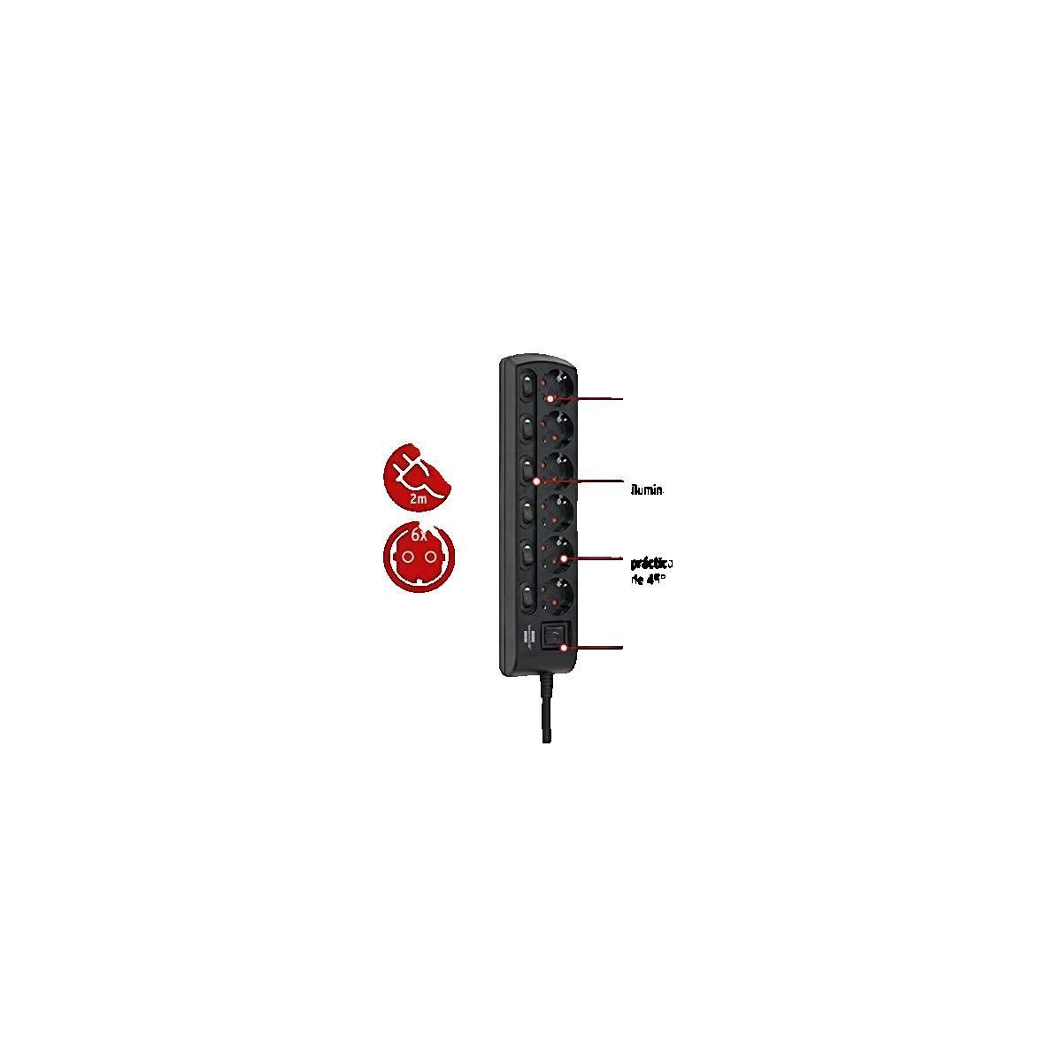 Brennenstuhl Multiprise Brennenstuhl 6 prises 2 mètres Noire