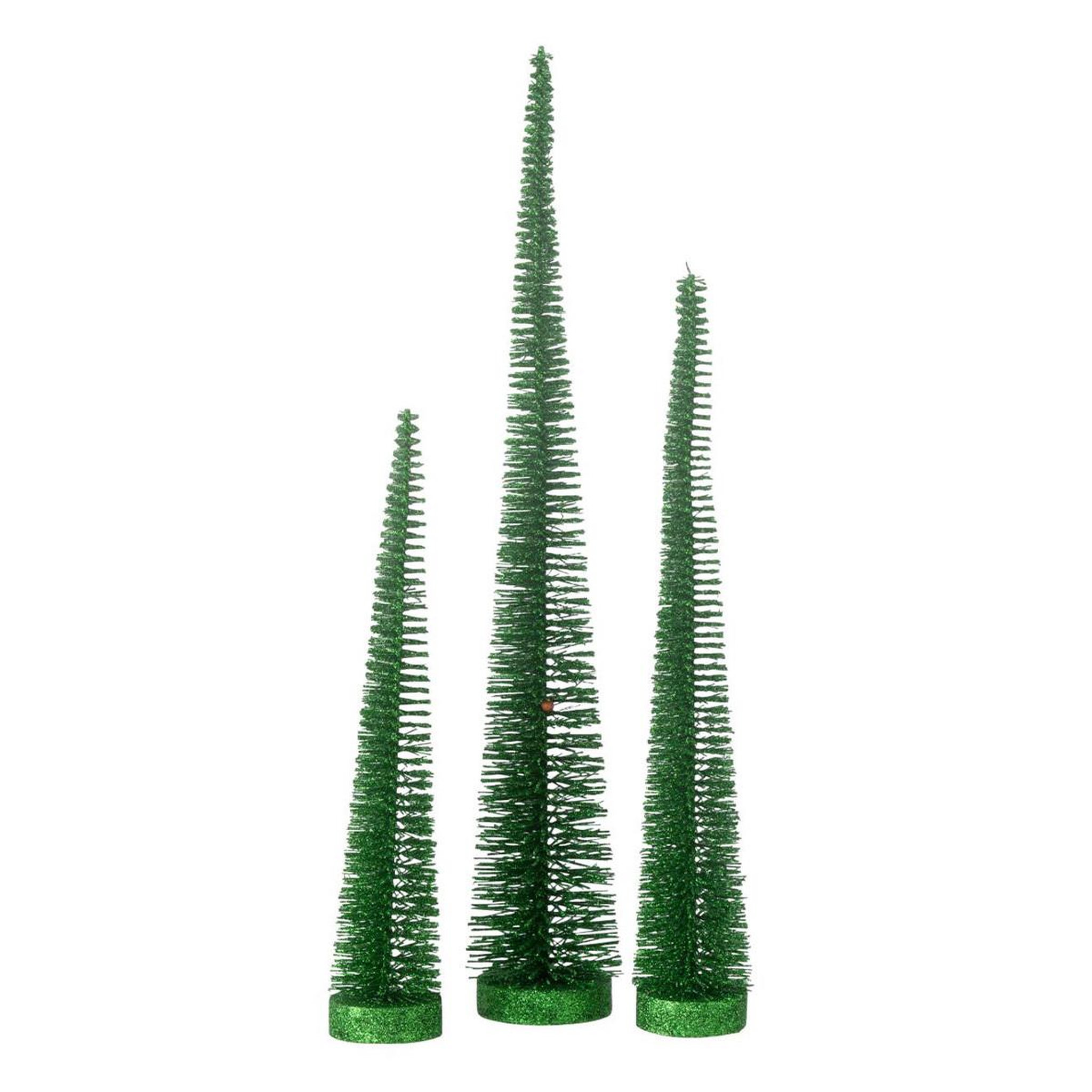 J-LINE Lot de 3 sapins de noël déco  paillettes  40cm vert