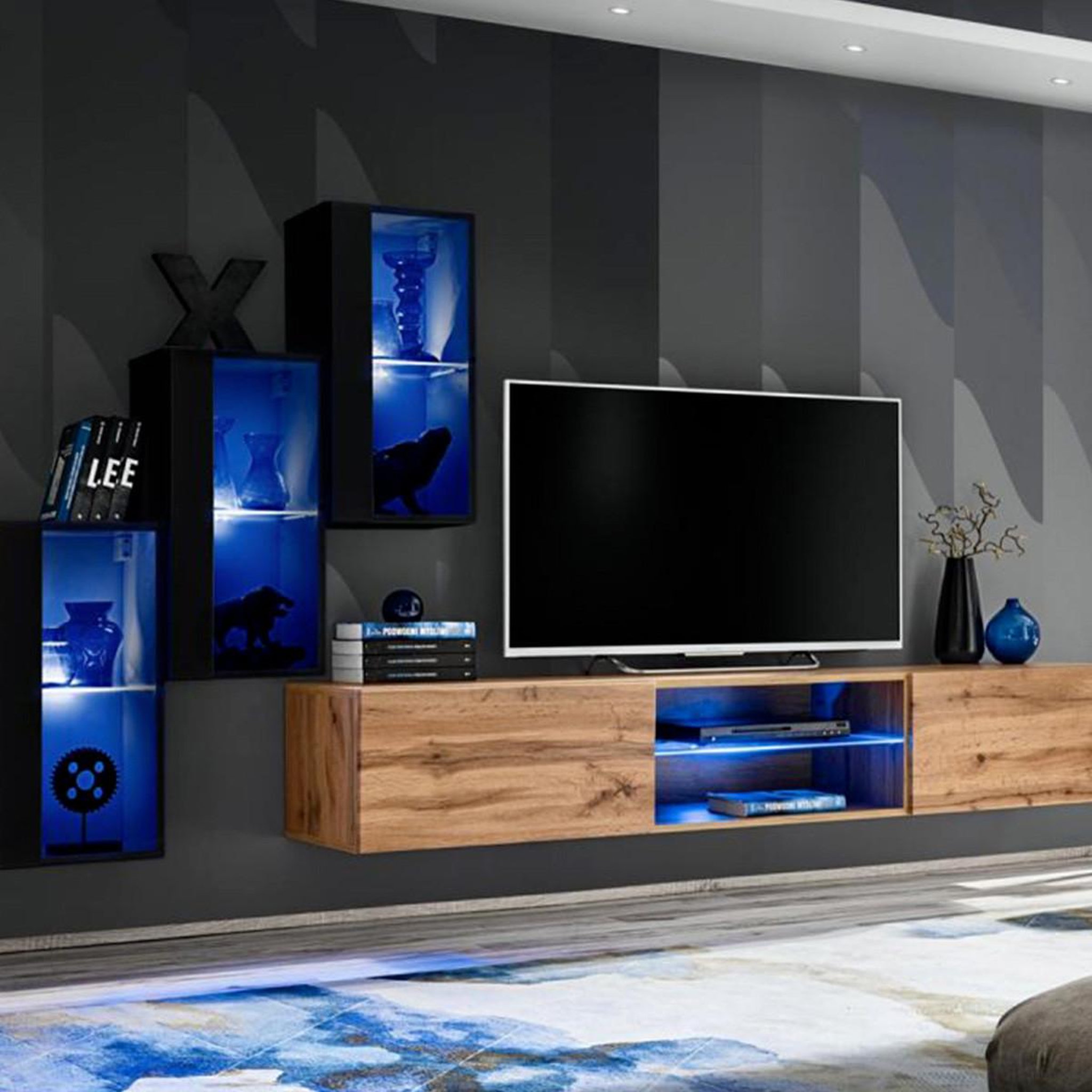 Paris Prix Ensemble meuble tv  switch xxii  210cm noir & naturel