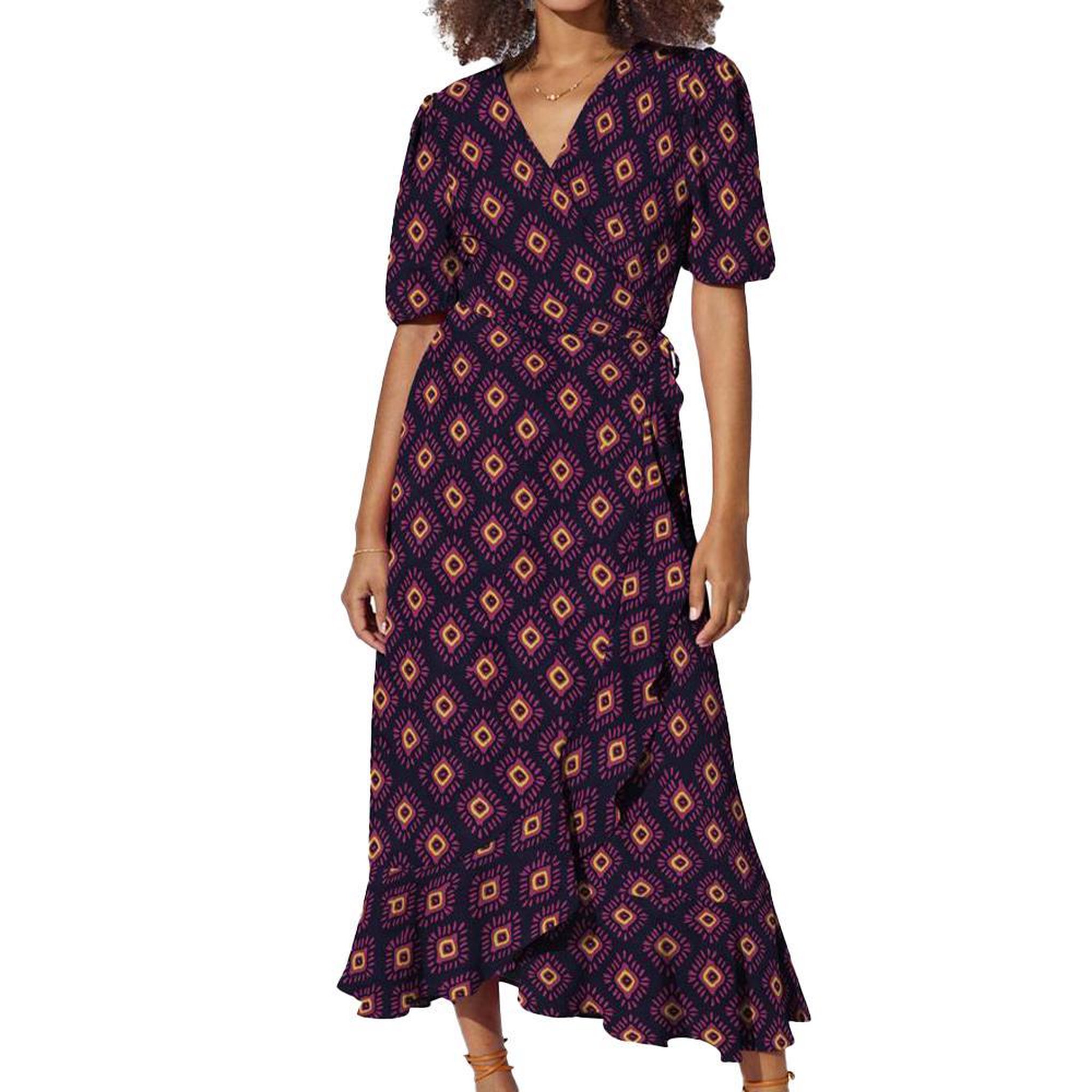 Only Robe longue Marine/Rose Femme Only Leah. Coloris disponibles : Bleu