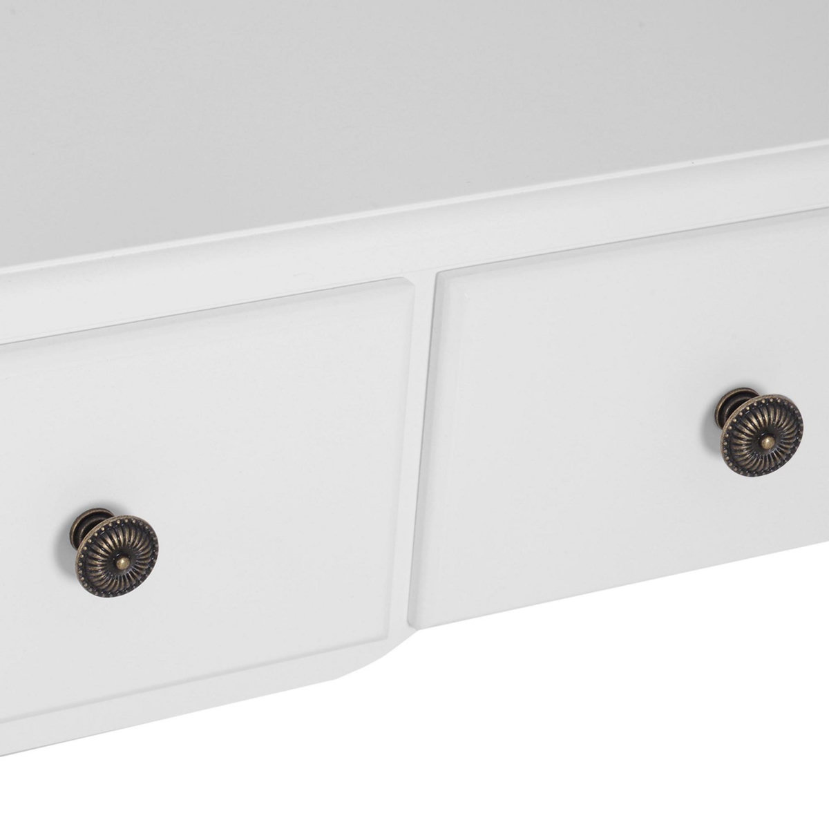 HOMCOM Coiffeuse et tabouret style baroque 5 tiroirs miroir ovale pivotant 360° MDF bois blanc