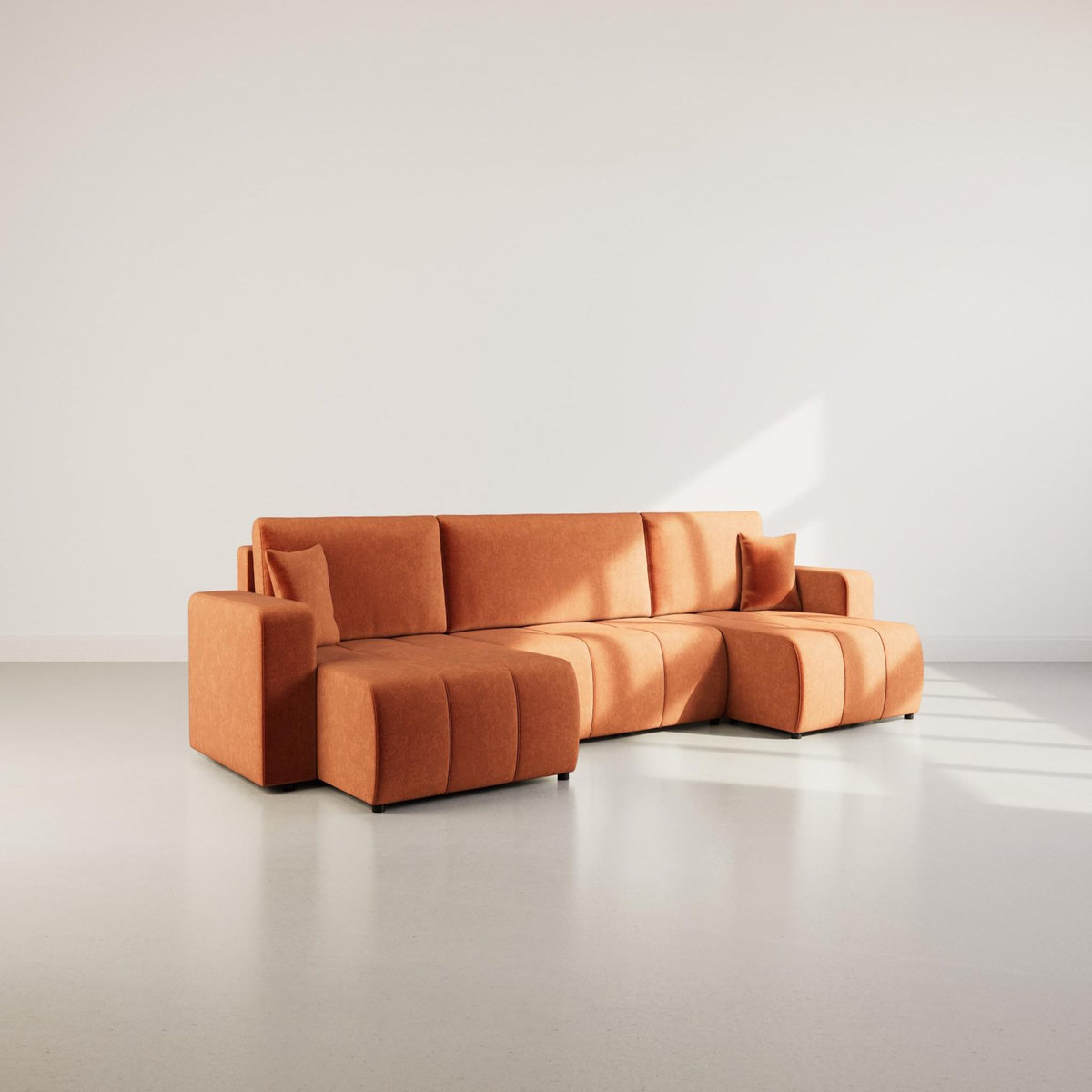 BEST MOBILIER Nicole - canapé panoramique en u 7 places convertible avec coffre en tissu