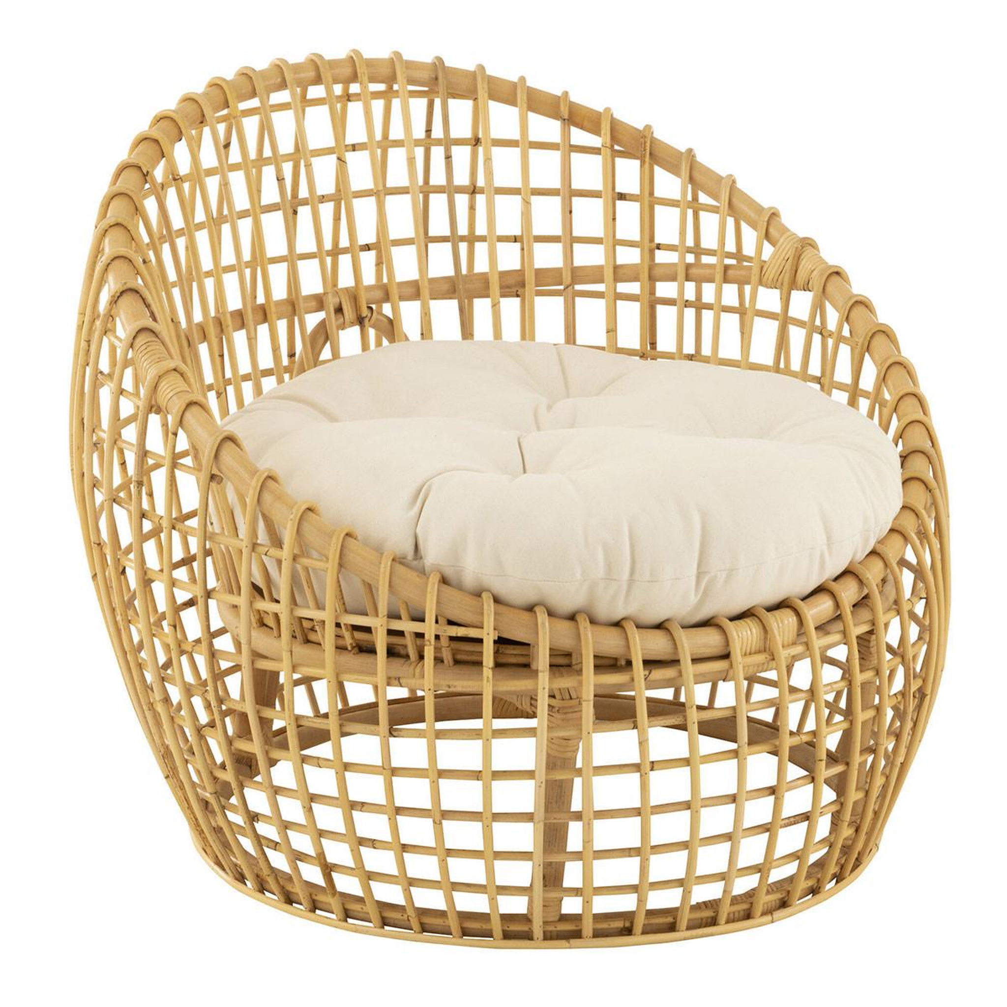 J-LINE Fauteuil en rotin & coussin  lise  84cm naturel