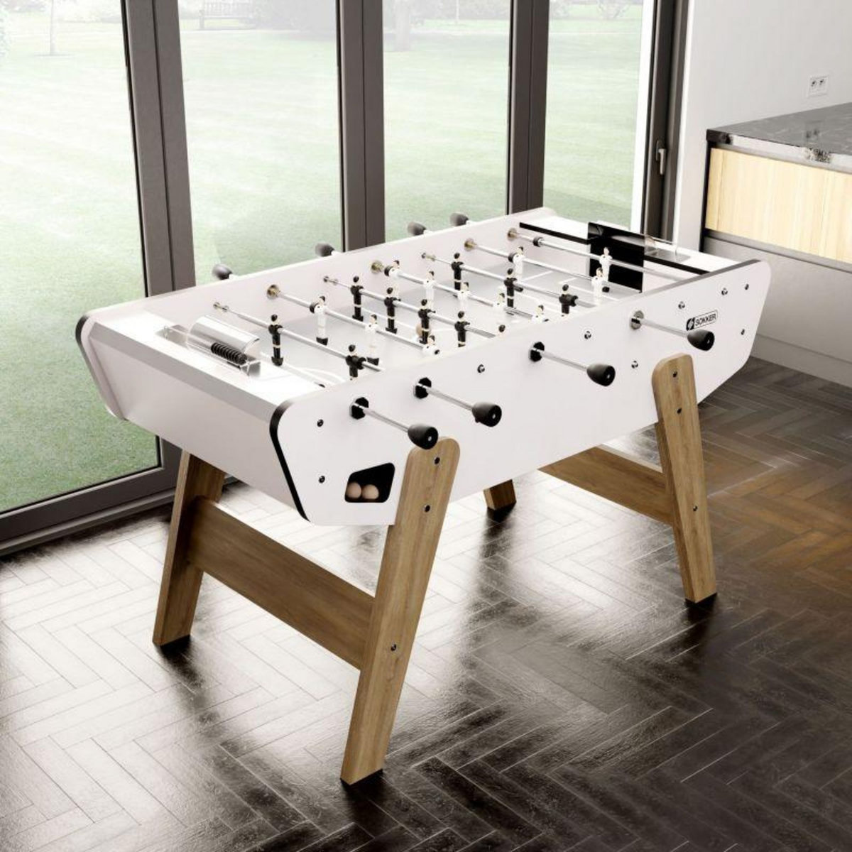 SOKKER Baby-foot de Bar Coliseum avec barres télescopiques et 3 Balles Lièges Inclus 153 x 75 x 90 cm