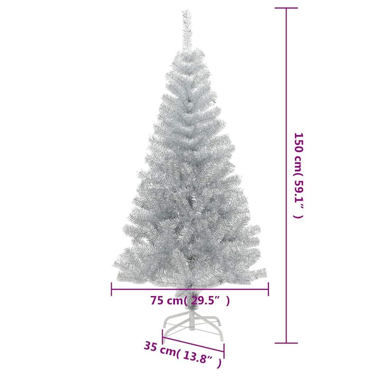 VIDAXL Sapin de Noël artificiel avec support argente 150 cm PET