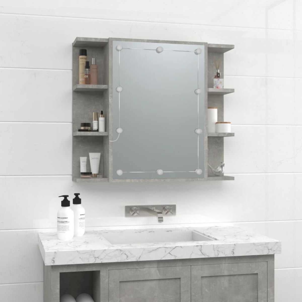 VIDAXL Armoire a miroir avec LED Gris beton 70x16,5x60 cm