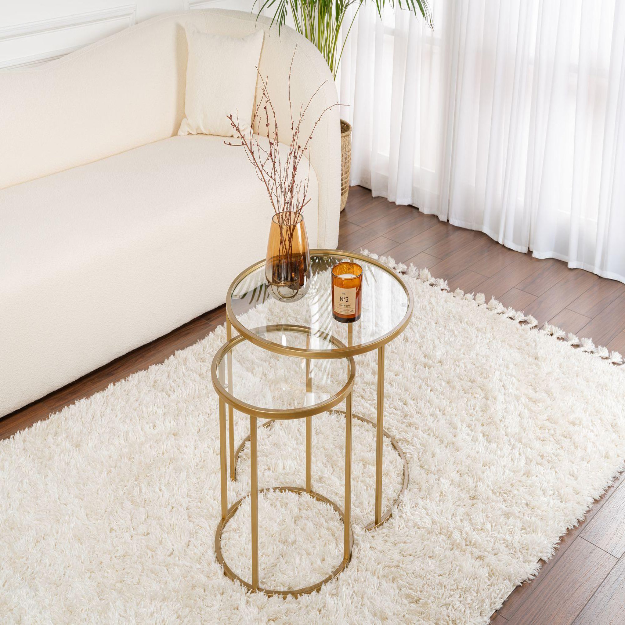 Voir la diapositive 2 : Habitat et Jardin Lot de 2 tables basses en métal  aurum  - 60 x 60 x 43 cm - or transparent