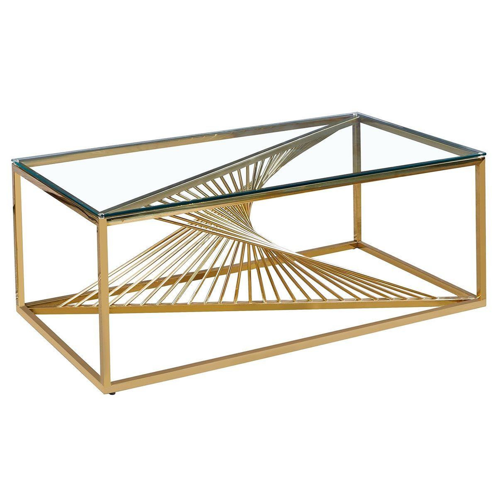 Voir la diapositive 2 : Paris Prix Table Basse Design en Verre  Tanya  120cm Or