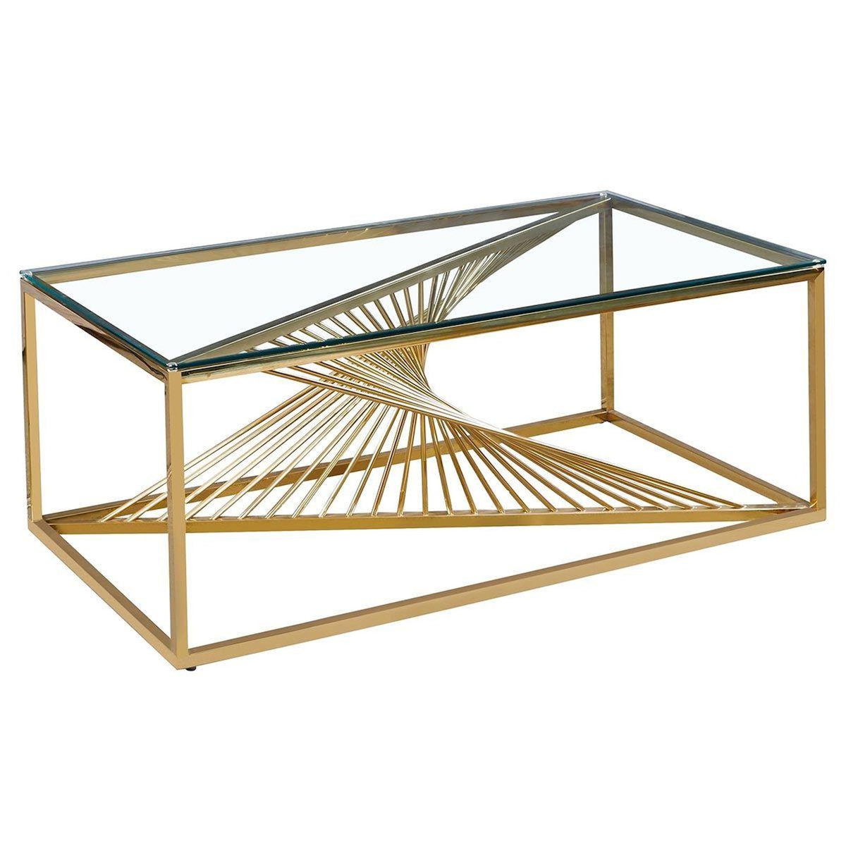 Paris Prix Table Basse Design en Verre  Tanya  120cm Or