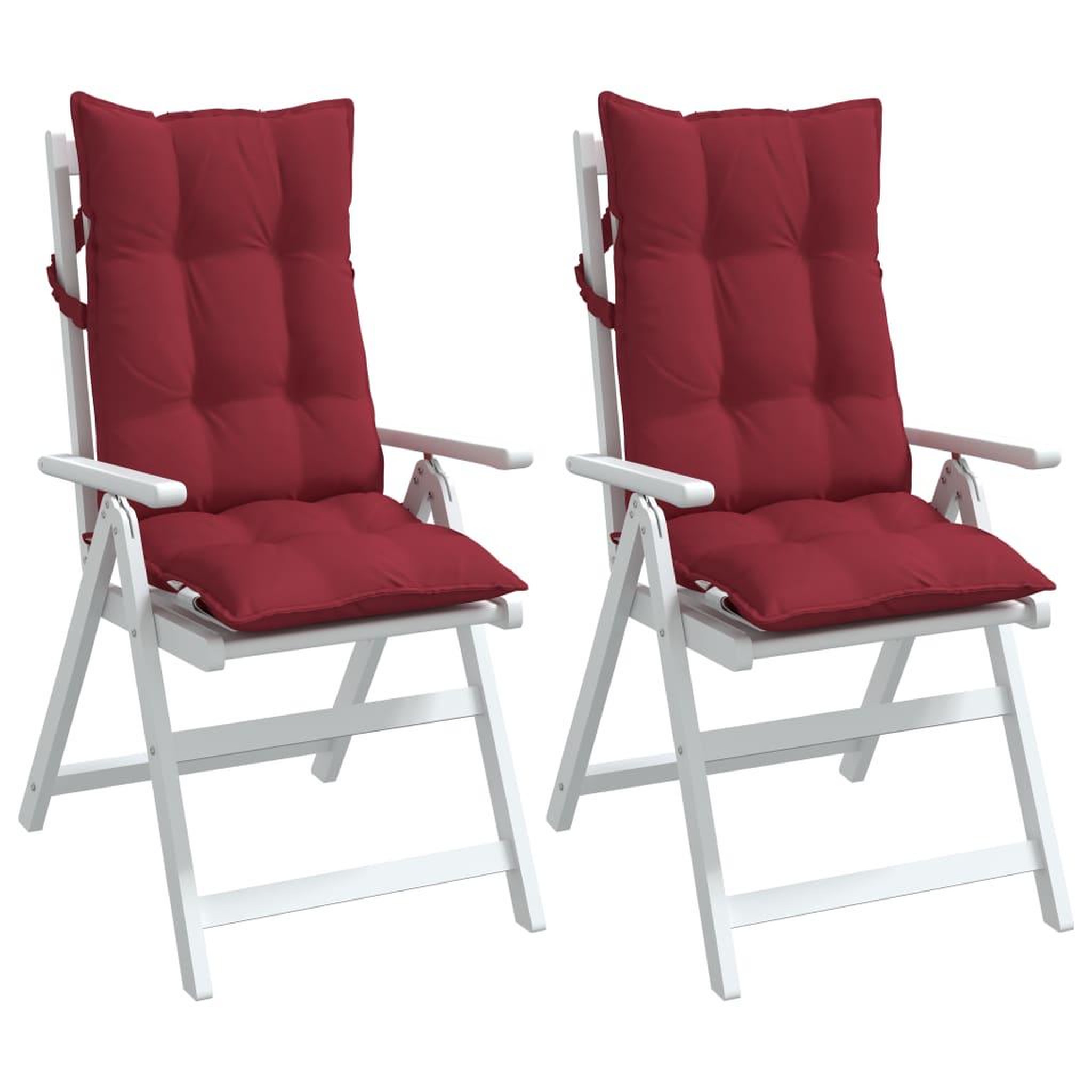Voir la diapositive 4 : VIDAXL Coussins de chaise a dossier haut lot de 2 rouge bordeaux
