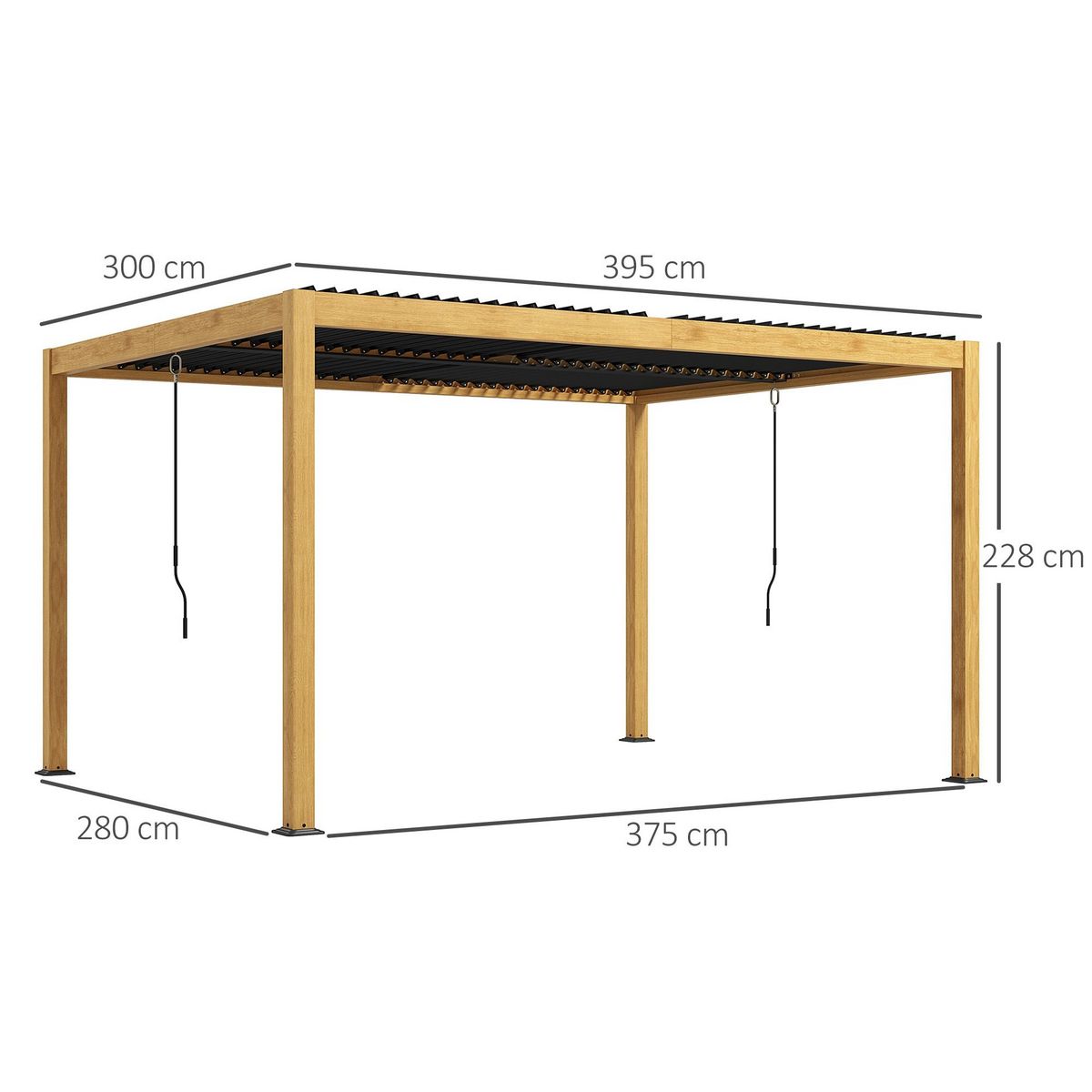 OUTSUNNY Pergola 3 x 4 m bioclimatique style contemporain alu