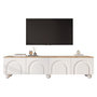 Voir la diapositive 1 : MERAX Meuble tv blanc+naturel 180 cm mdf