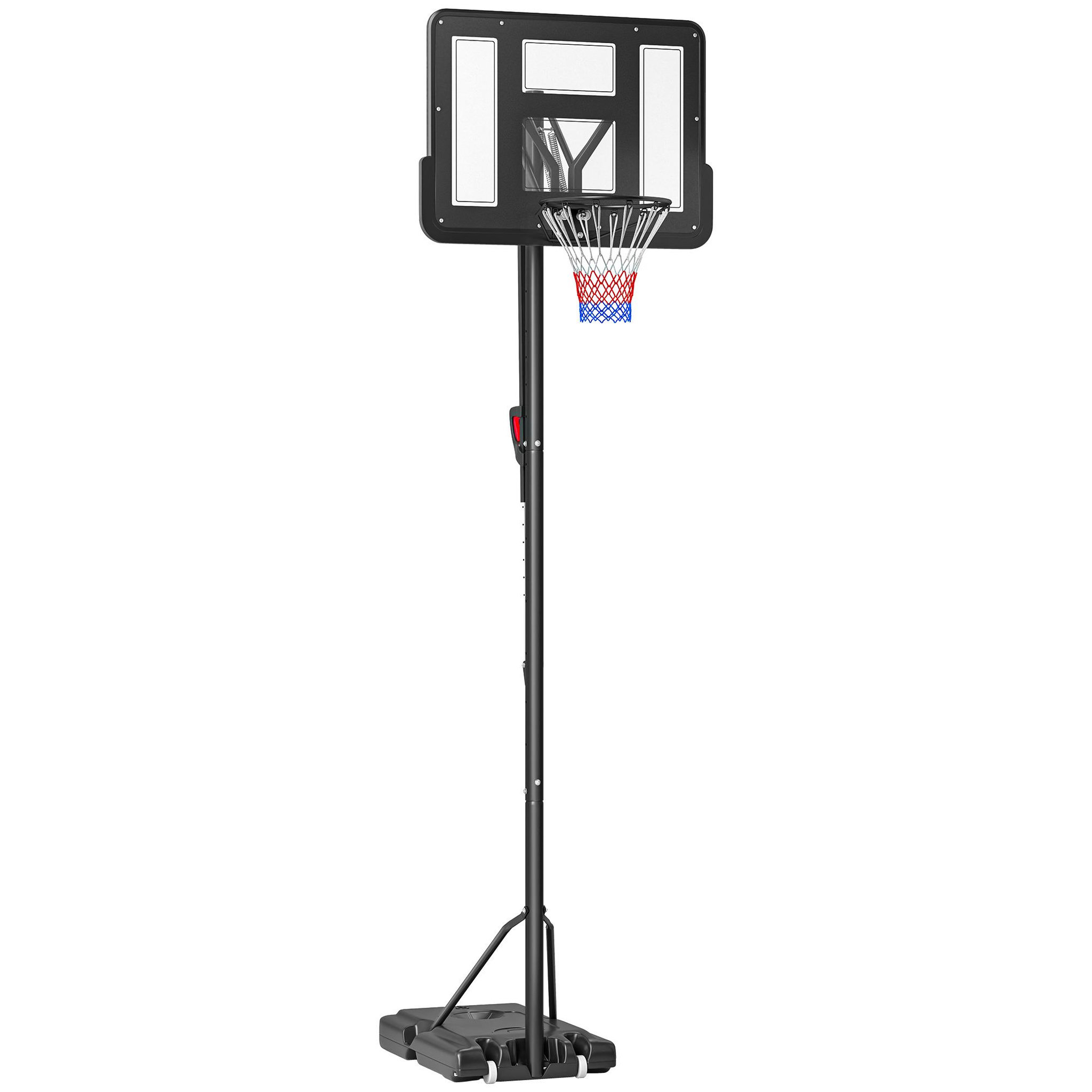 Voir la diapositive 1 : HOMCOM Panier de basket sur pied hauteur réglable 2,35-3,05 m - roulettes, base de lestage - acier PE noir