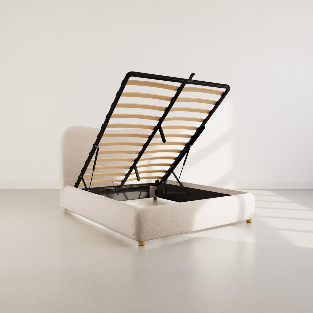 BEST MOBILIER Hugo - lit coffre - 160x200 cm - en velours texturé