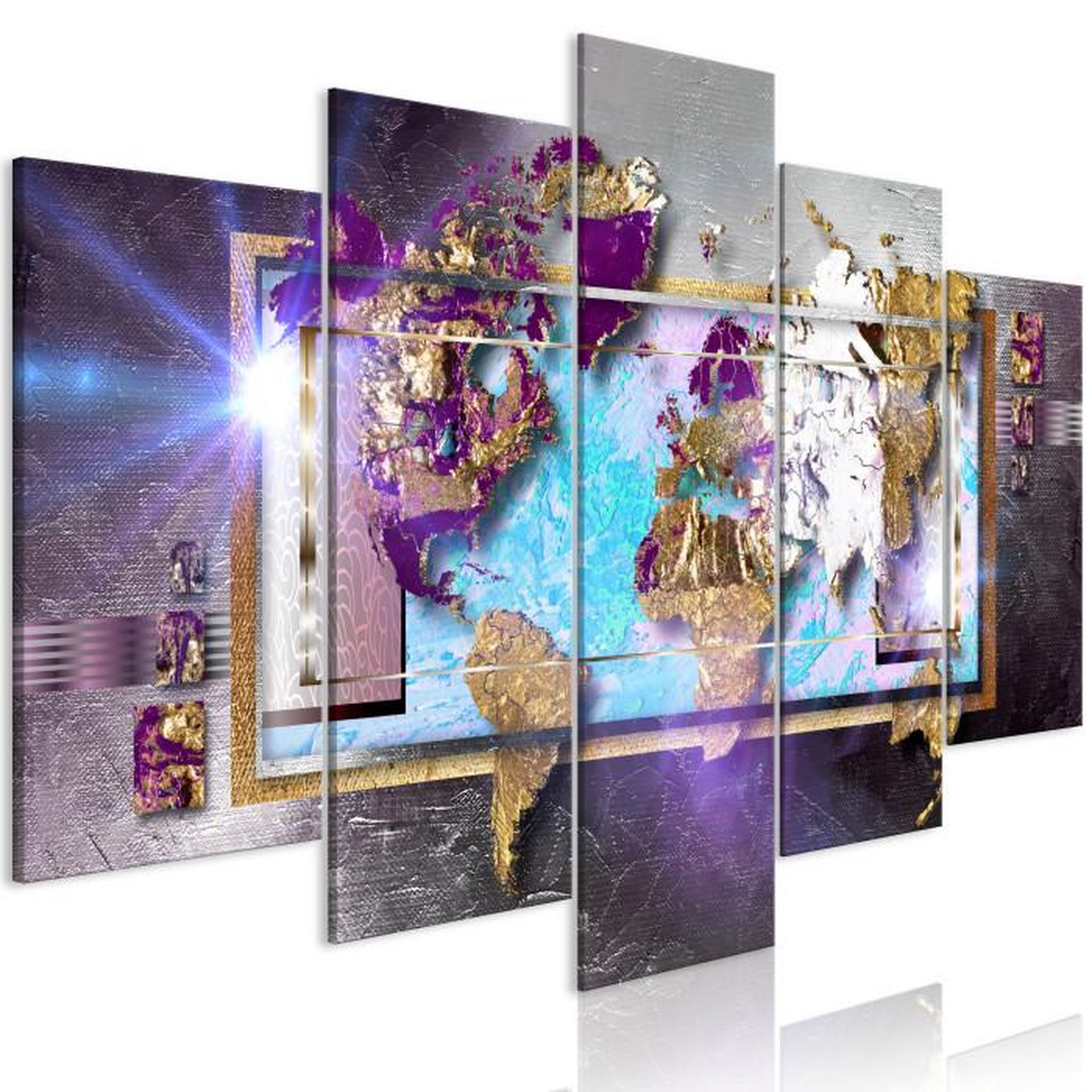 Paris Prix Tableau Imprimé 5 Panneaux  Abstract Map Wide. Coloris disponibles : Multicolore