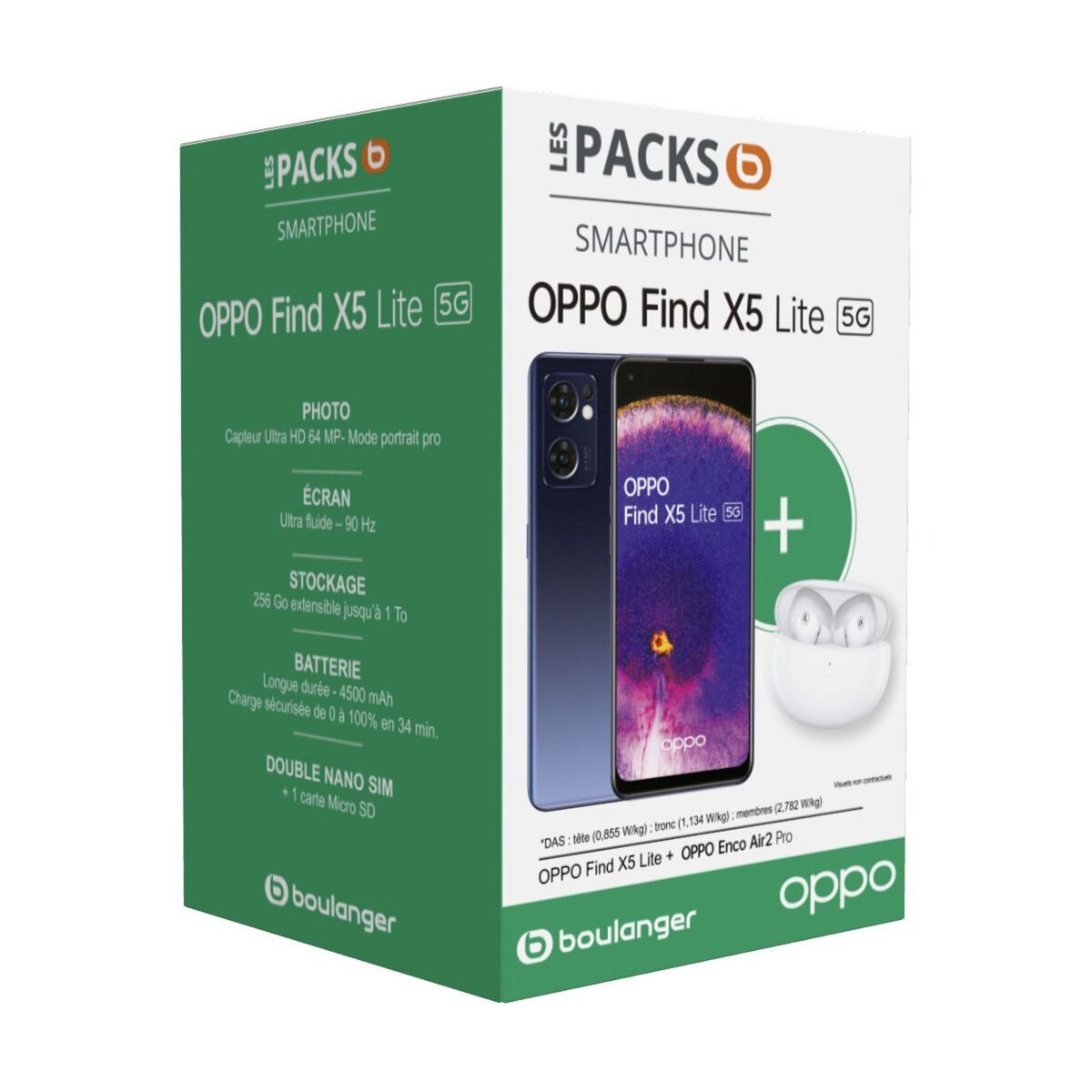 OPPO Smartphone Pack Find X5 lite 5G + Enco Air2 Pro