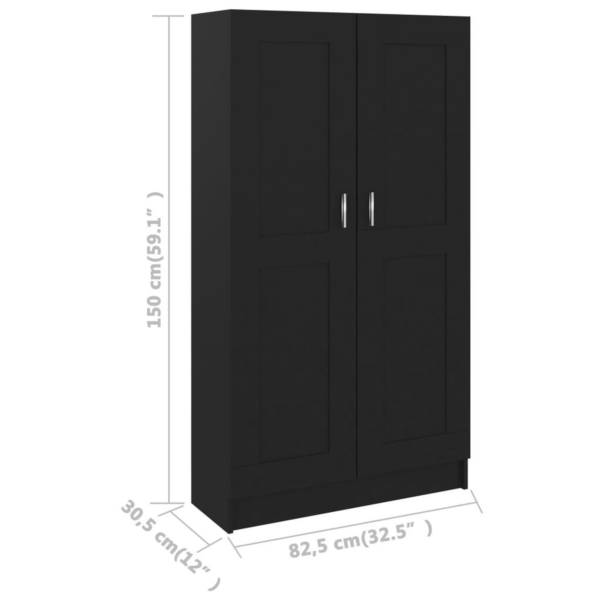 Voir la diapositive 6 : VIDAXL Bibliotheque Noir 82,5x30,5x150 cm Bois d'ingenierie