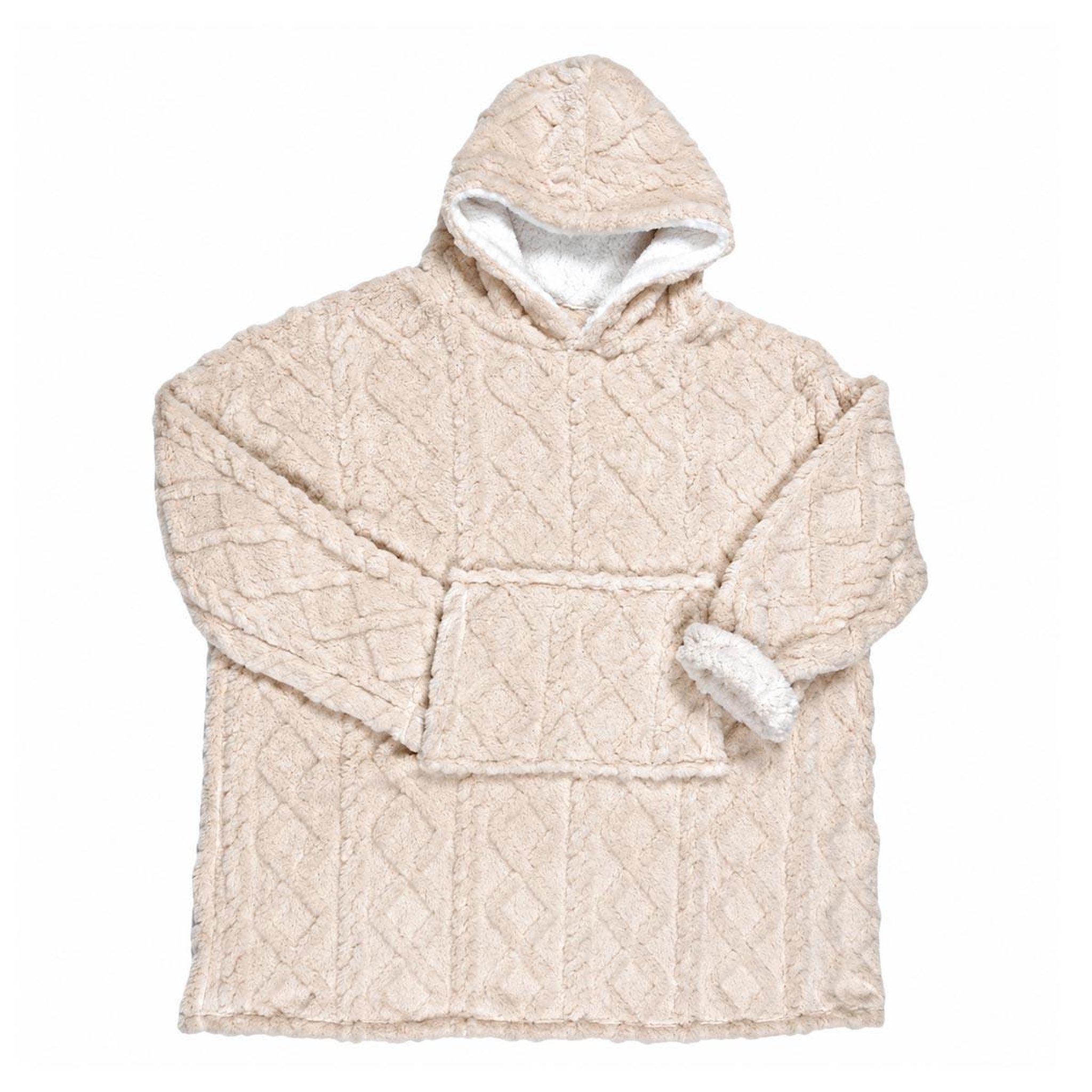 The Home Deco Factory Plaid sweat à capuche  jacquard  85x118cm crème