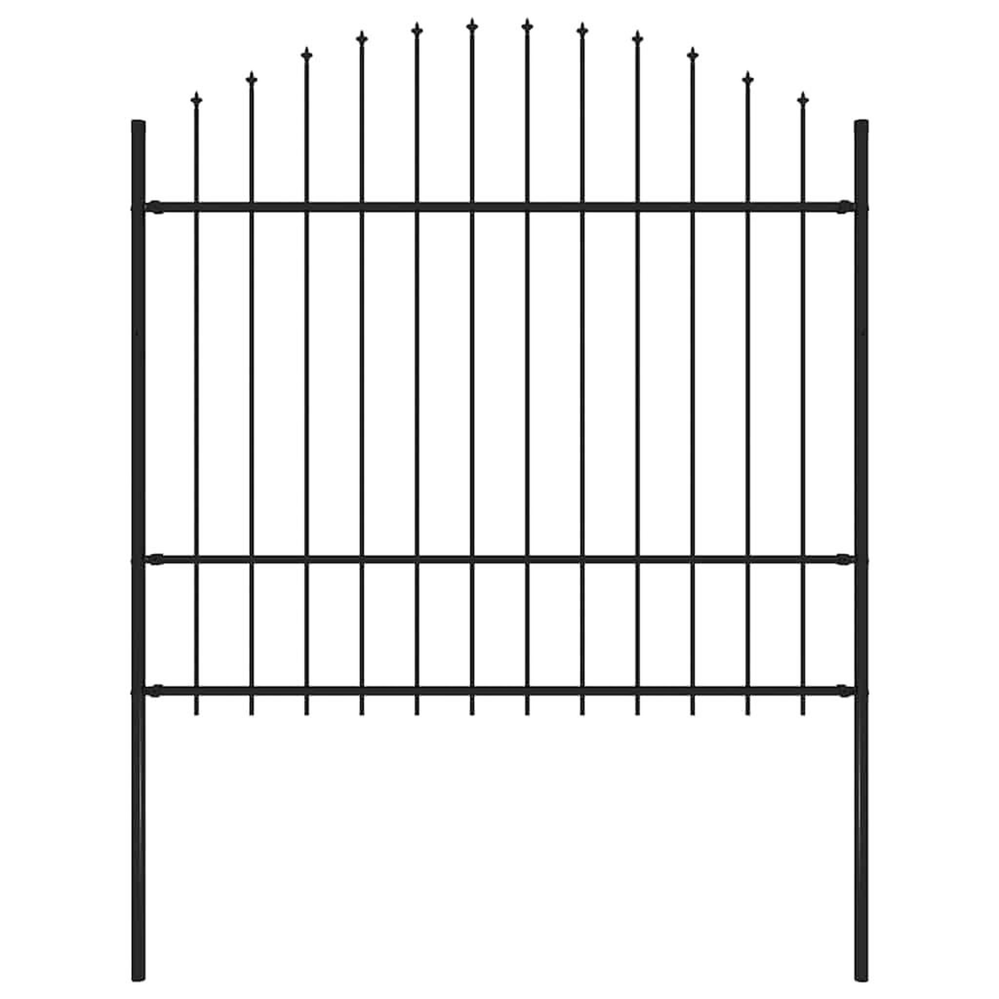 Voir la diapositive 1 : VIDAXL Cloture de jardin avec dessus en forme de lance en acier 181 x 175 cm Noir