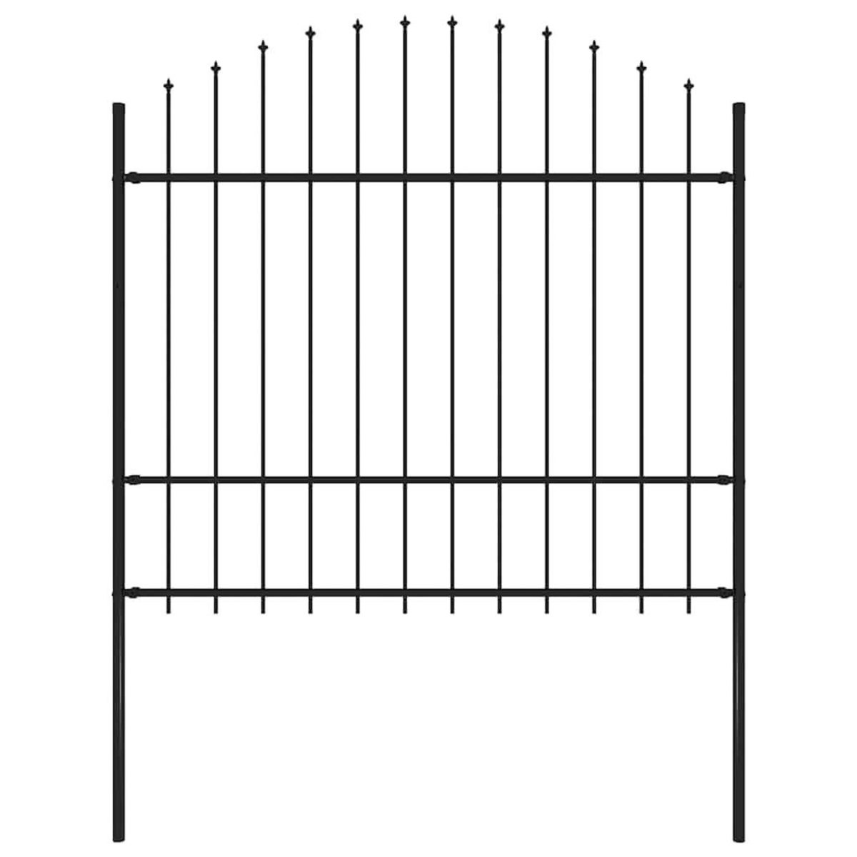 VIDAXL Cloture de jardin avec dessus en forme de lance en acier 181 x 175 cm Noir