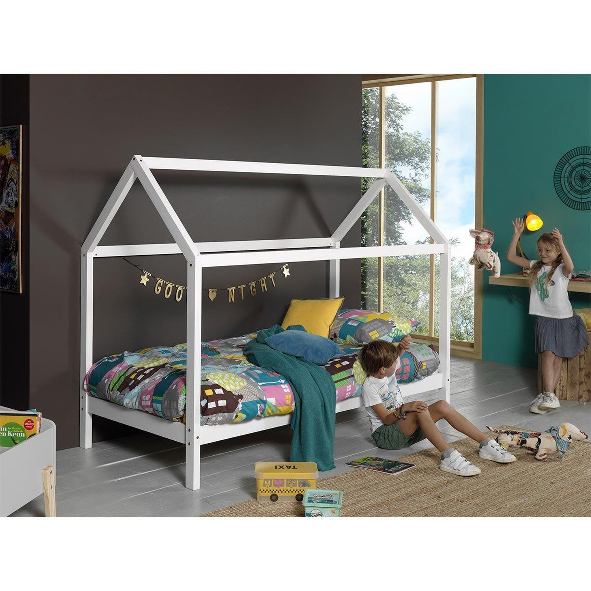 Voir la diapositive 6 : Paris Prix Pack - lit cabane enfant & matelas  dallas  90x200cm blanc