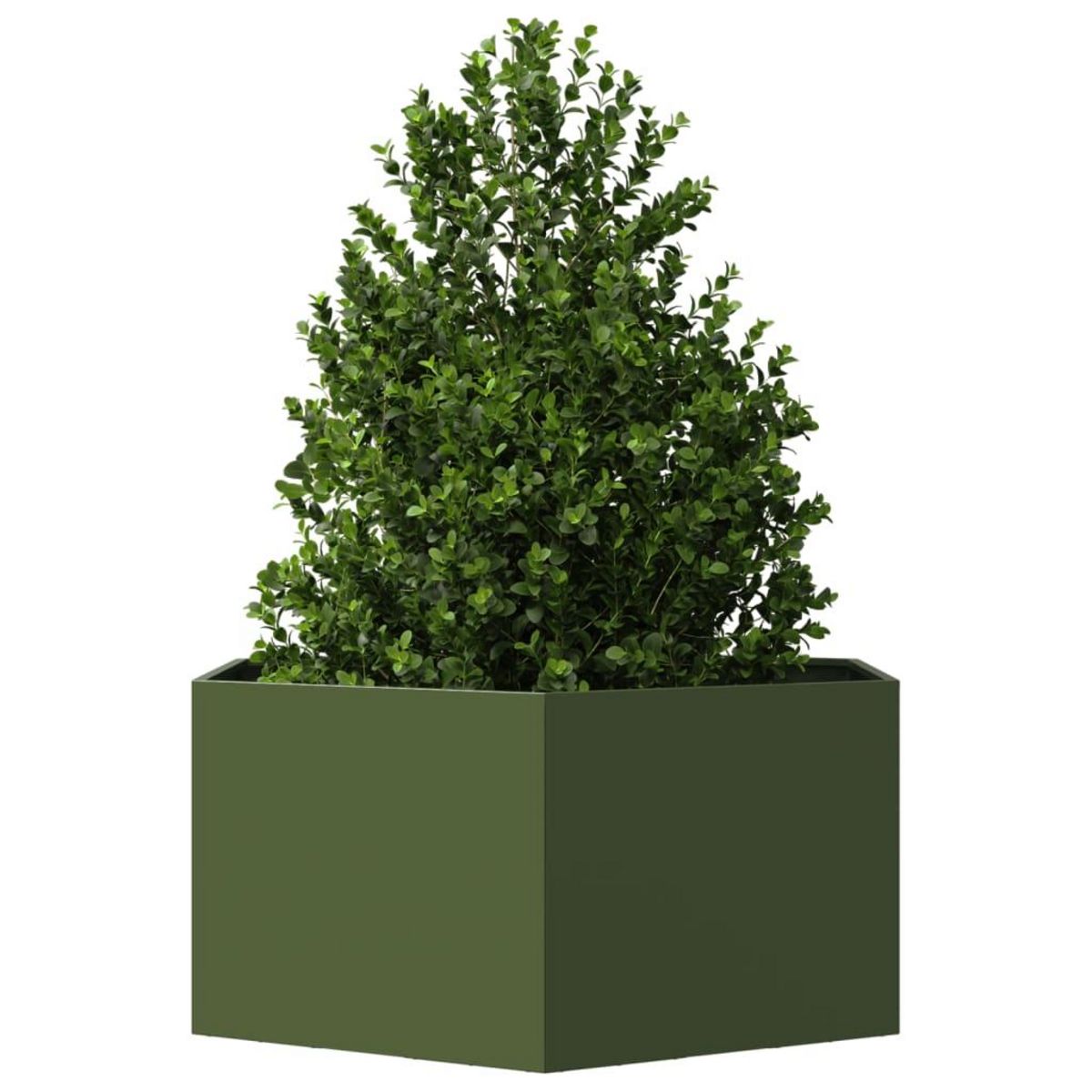 VIDAXL Jardiniere vert olive hexagone 104x90x45 cm acier