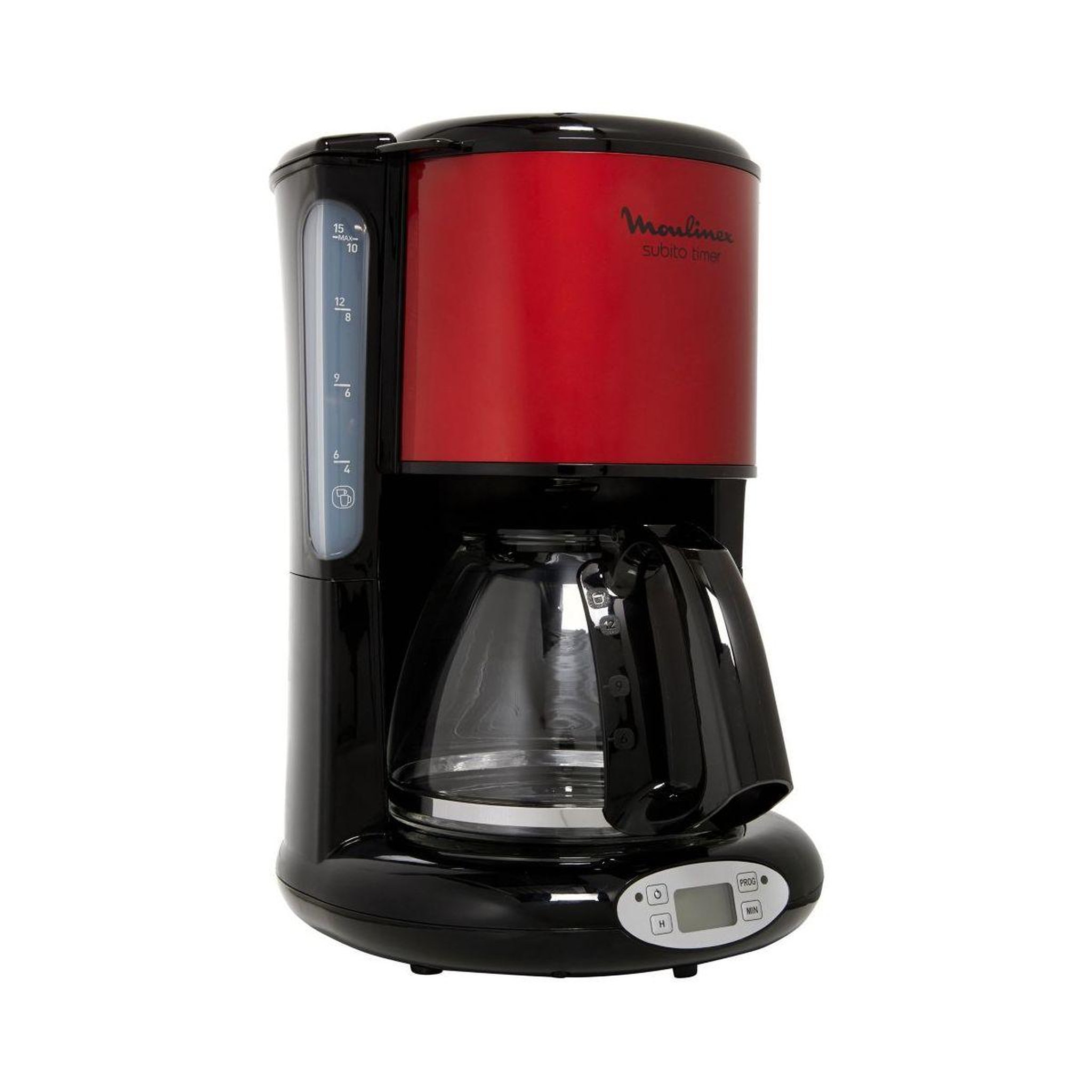 Voir la diapositive 2 : MOULINEX Cafetière programmable FG362D10 inox rouge