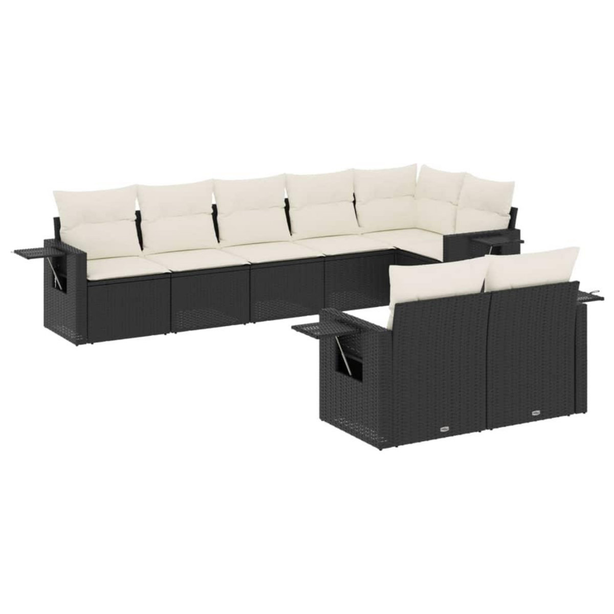 VIDAXL Salon de jardin 8 pcs avec coussins noir resine tressee