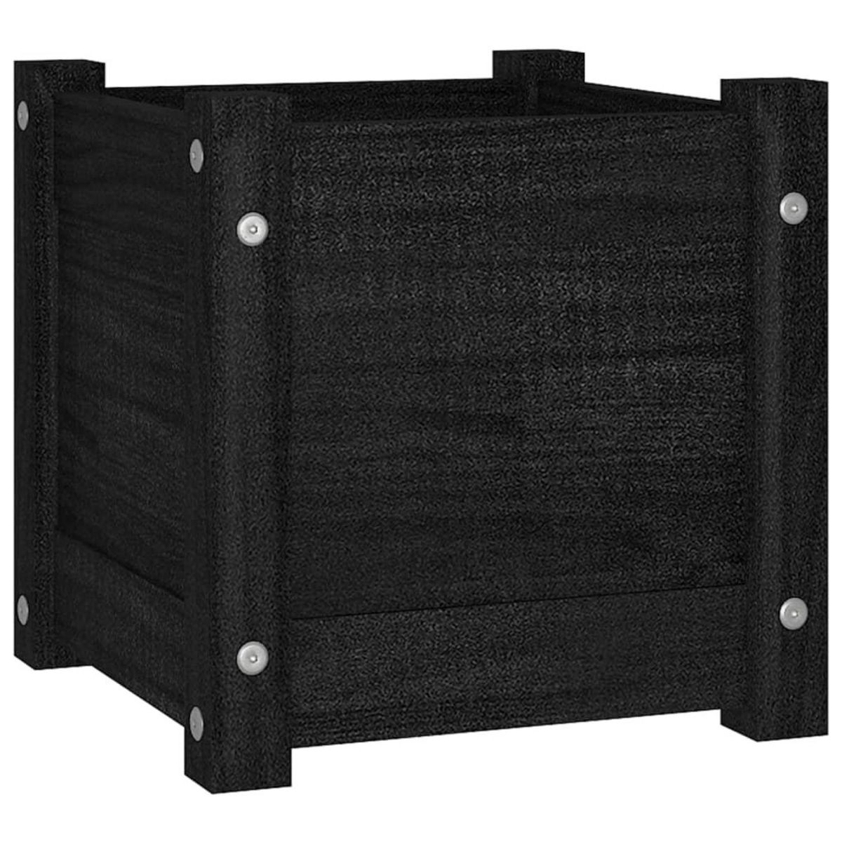 VIDAXL Jardiniere d'exterieur Noir 31x31x31 cm Bois de pin massif