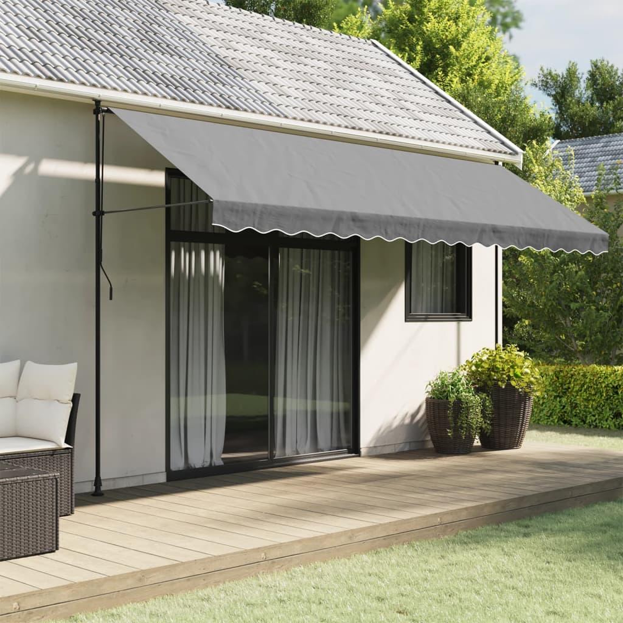 VIDAXL Tissu de remplacement de cantonniere d'auvent rayure anthracite