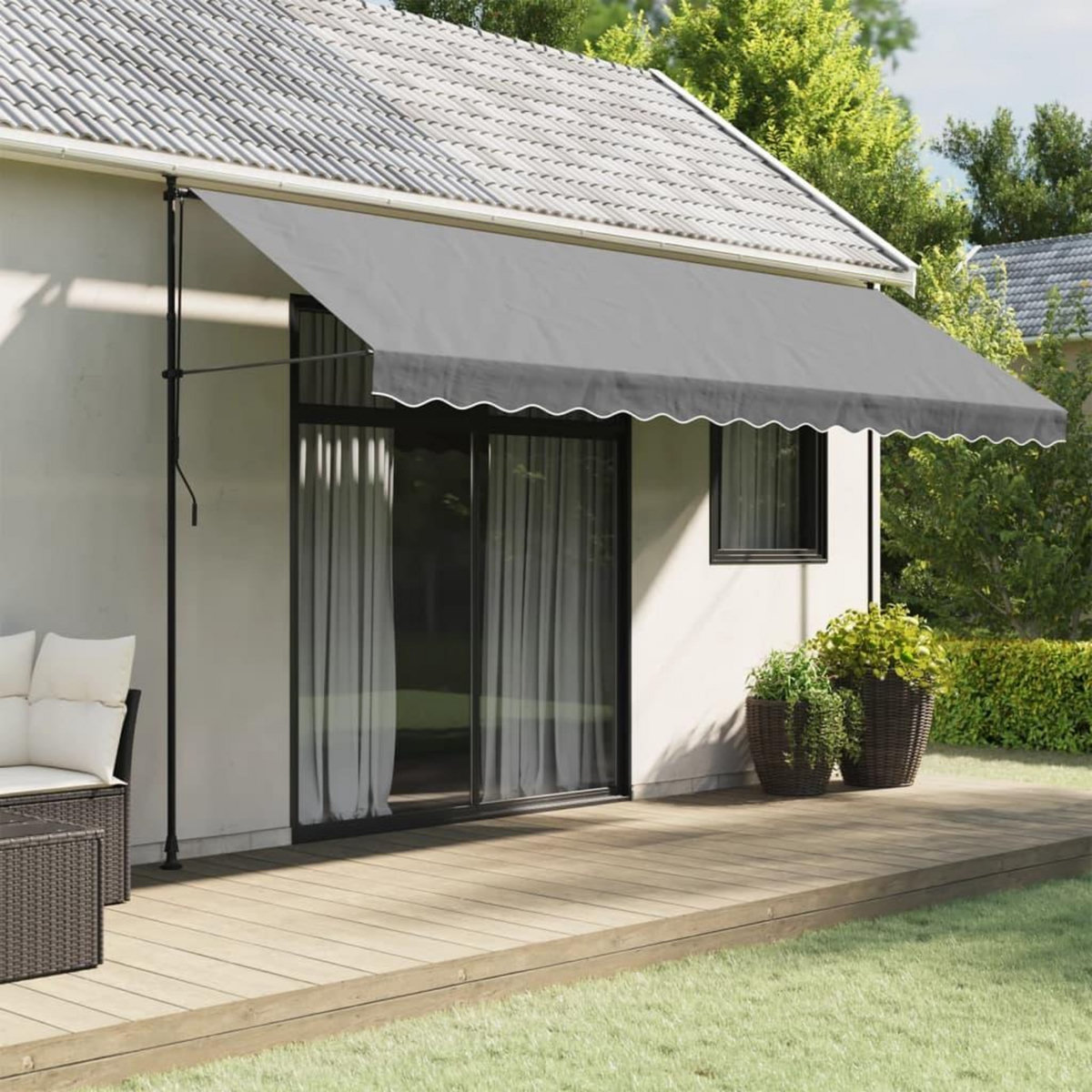 VIDAXL Tissu de remplacement de cantonniere d'auvent rayure anthracite
