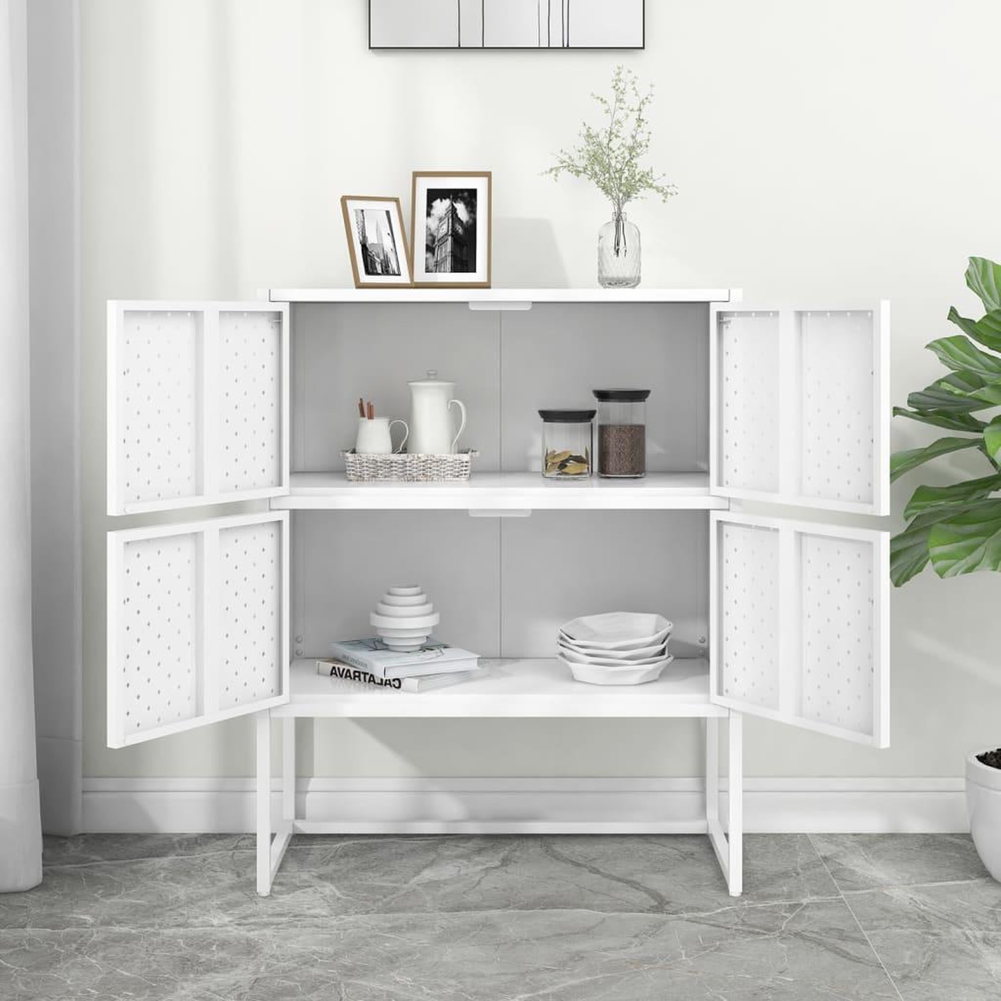 Voir la diapositive 3 : VIDAXL Buffet haut Blanc 80x35x100 cm Acier