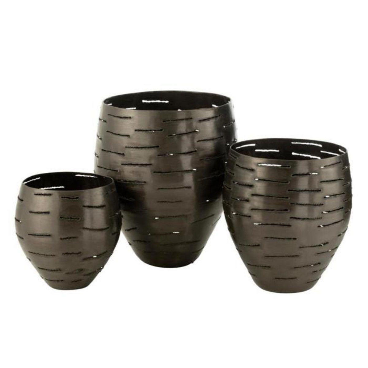 Paris Prix Lot de 3 Photophores en Métal  Wilburn  52cm Noir