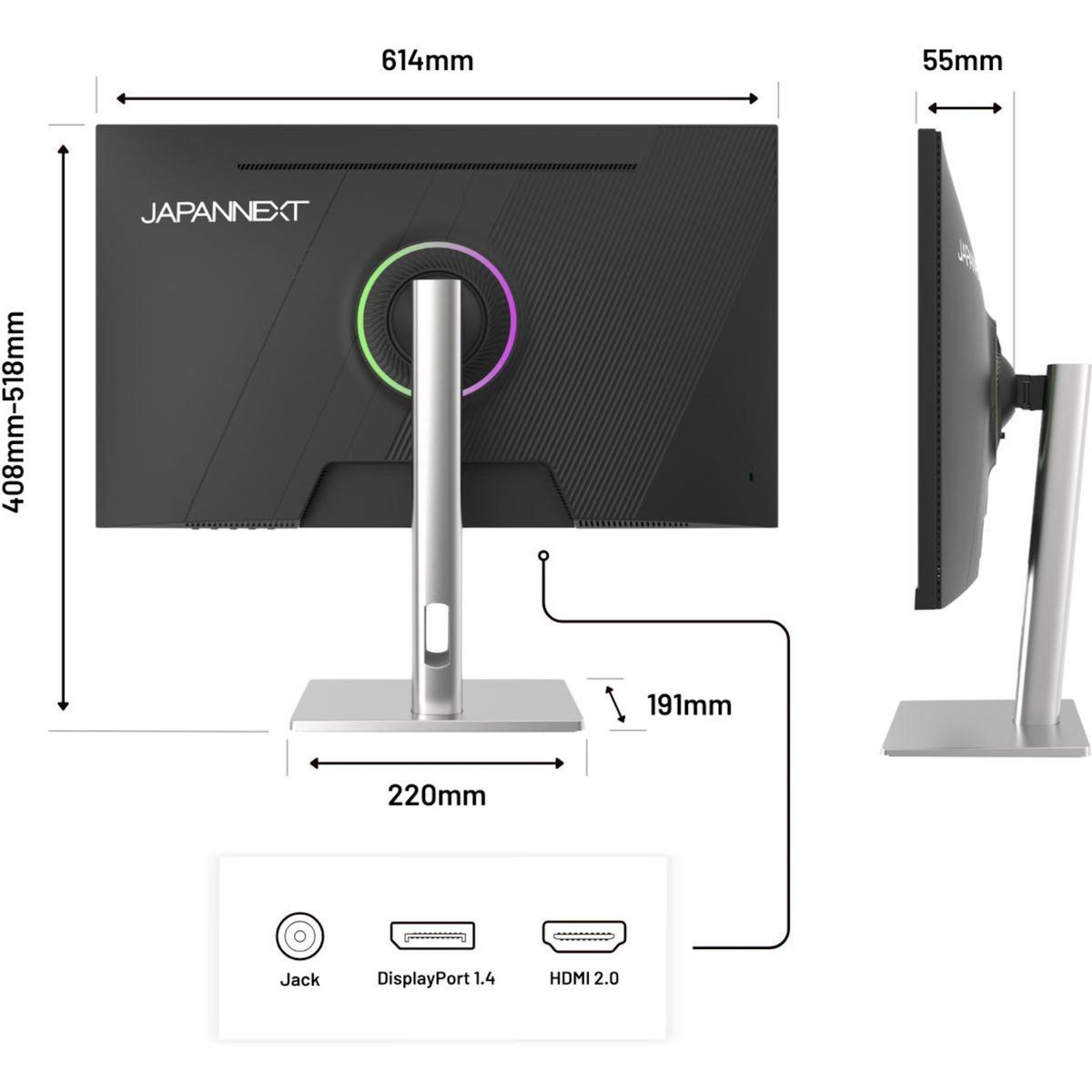 JAPANNEXT Ecran PC Gamer JN-IPS27G300Q-H 27  WQHD 300Hz IPS HDR10 AMD FreeSync