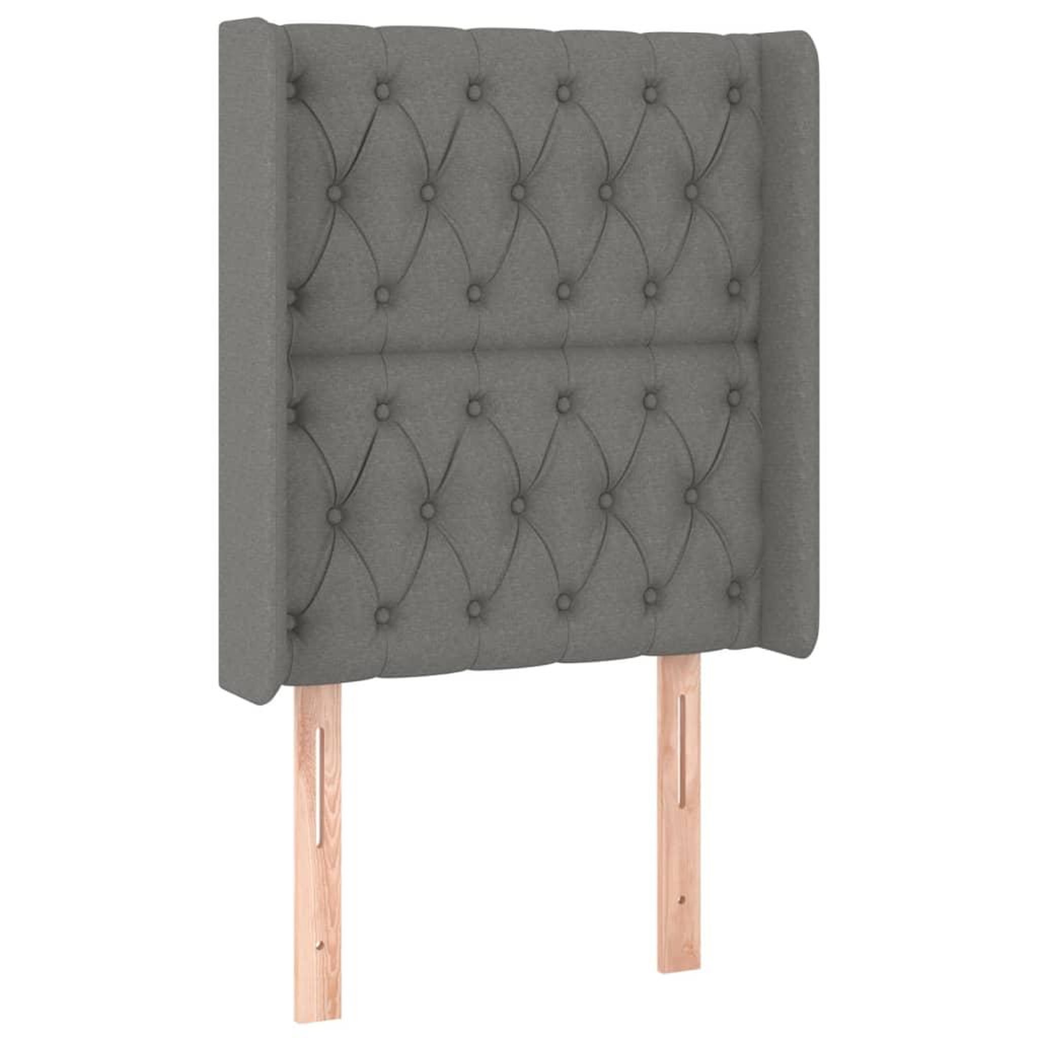 Voir la diapositive 2 : VIDAXL Tete de lit avec oreilles Gris fonce 83x16x118/128 cm Tissu