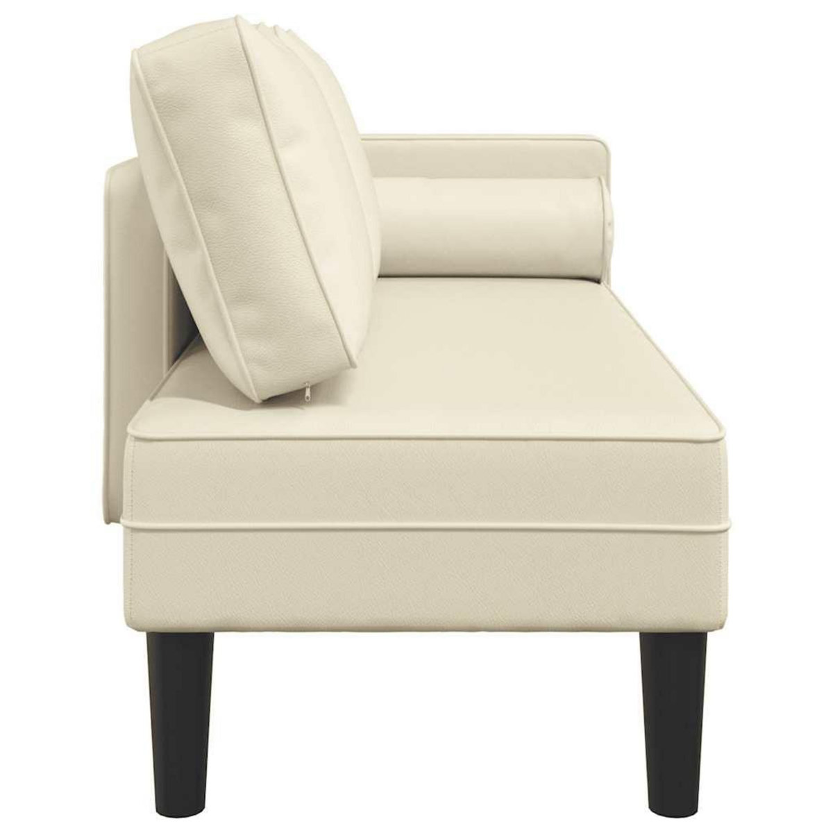 VIDAXL Chaise longue avec coussins creme similicuir