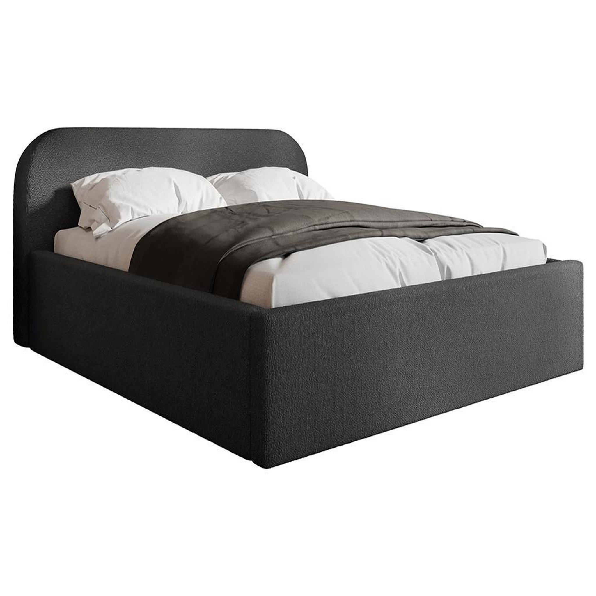 Voir la diapositive 1 : BEST MOBILIER Orane - lit coffre - 160x200 cm - en tissu bouclette