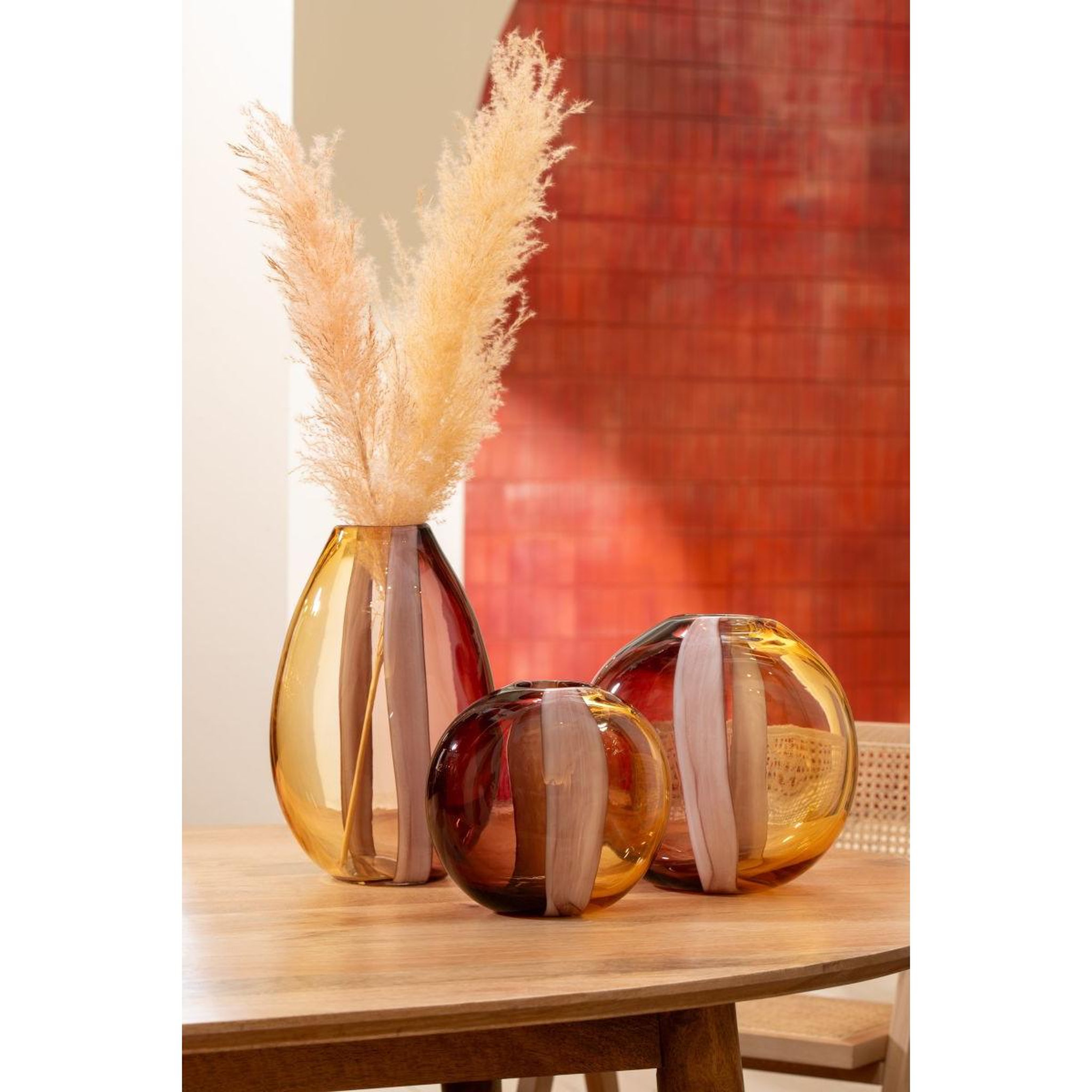 Voir la diapositive 4 : J-LINE Vase déco en en verre  arun  21cm multicolore