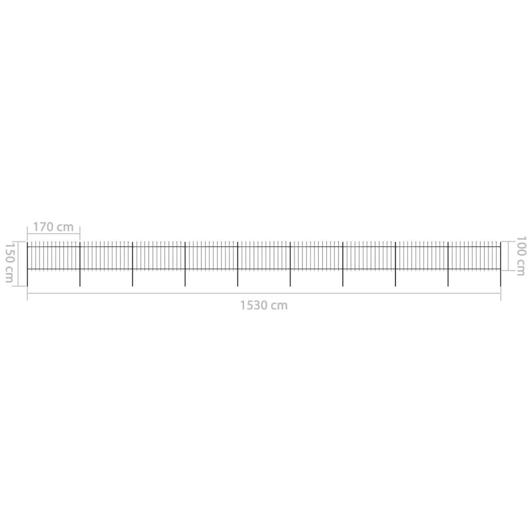 Voir la diapositive 6 : VIDAXL Cloture de jardin avec dessus en lance Acier 15,3 x 1 m Noir