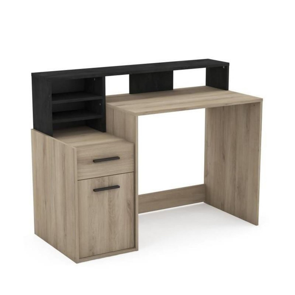 Demeyere Bureau avec rangements - DELPHI - Chene/noir - L126,2 x P59.8 x H93.5cm - DEMEYERE